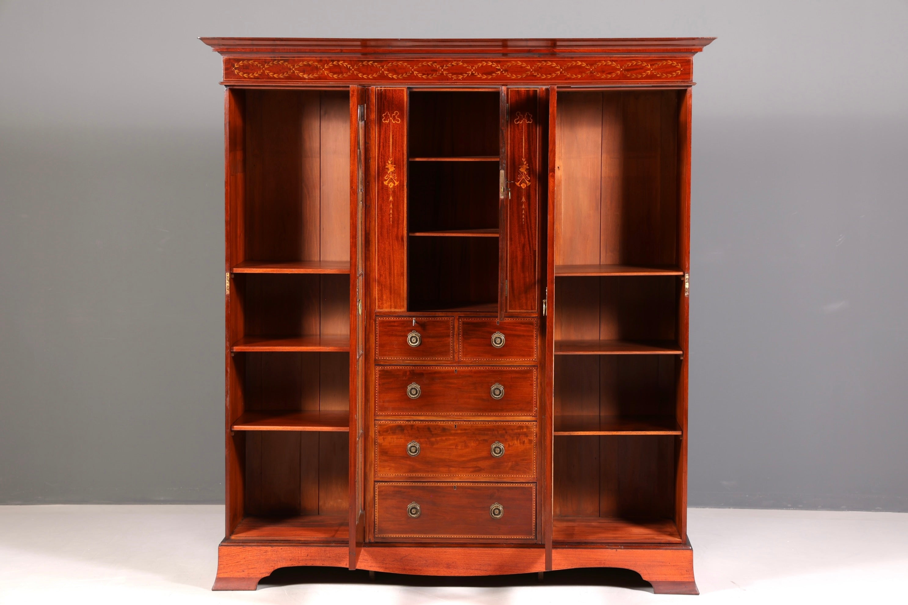 Wunderschöne Englische XXL Vitrine Bibliothek Bücherschrank UK Buffet Schrank Antik