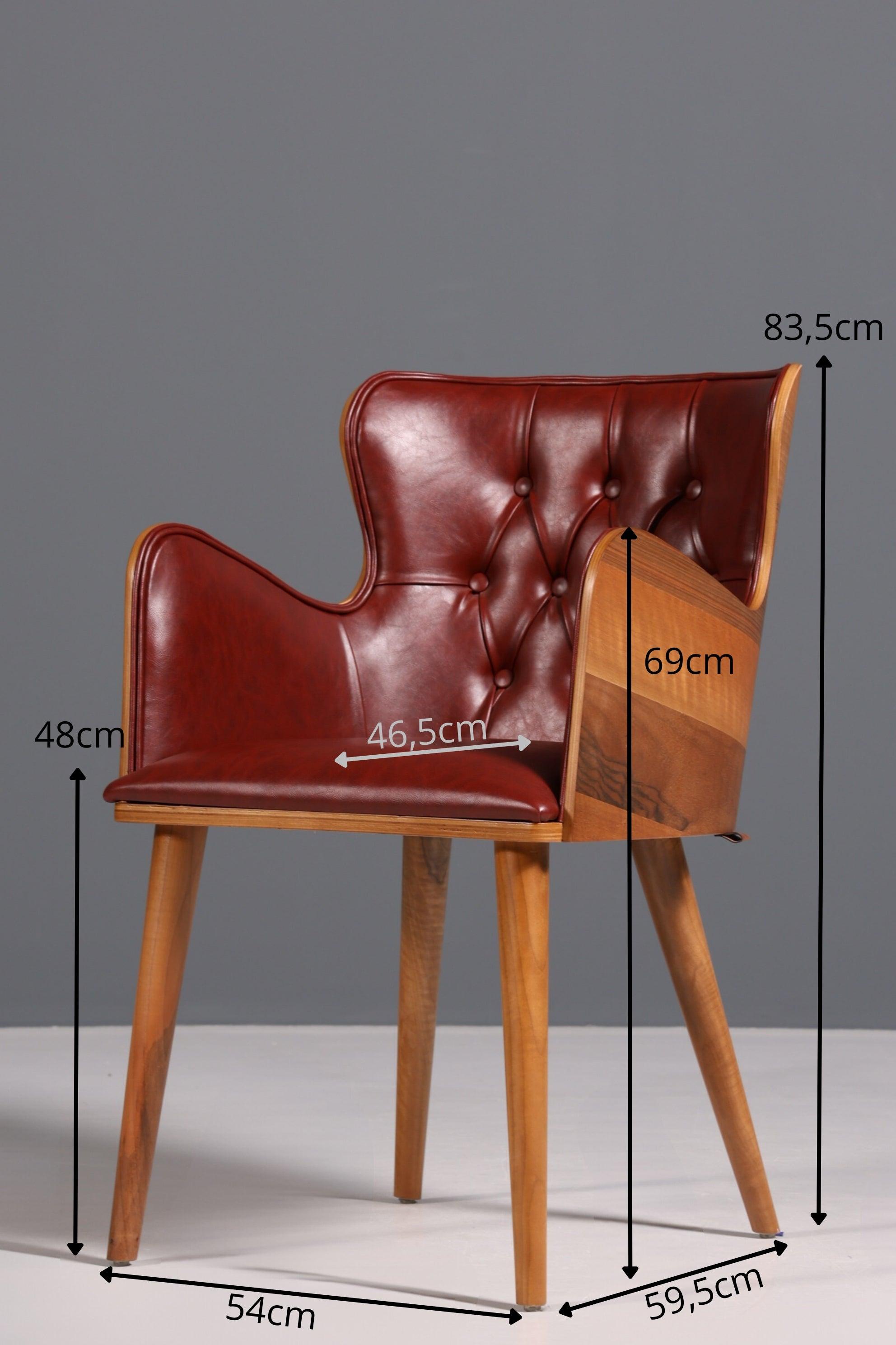 Wunderschöner Chesterfield Stil Stuhl "León Red" Armlehnstuhl Nussbaum Esszimmerstuhl Sekretär Stuhl