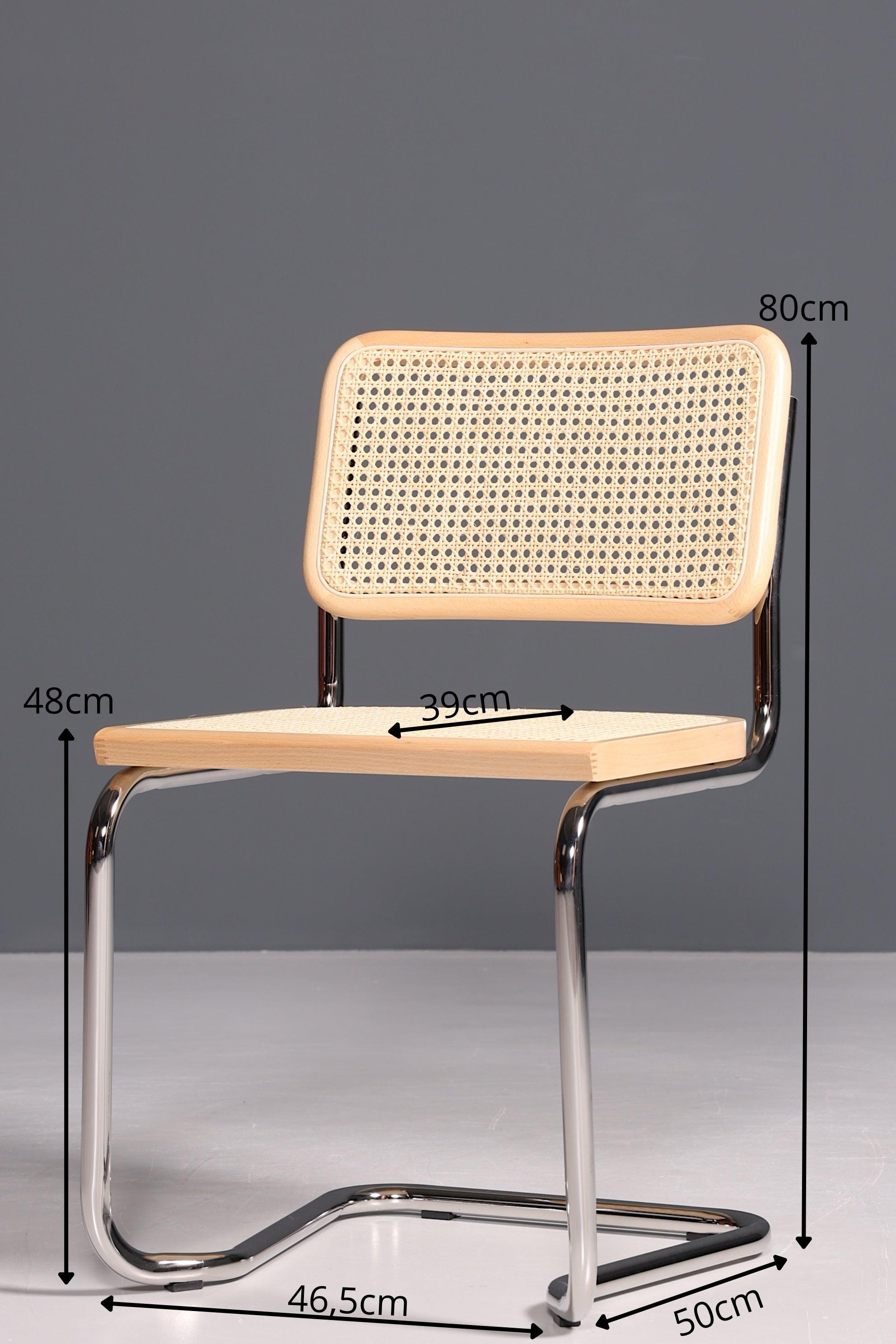 Korbgeflecht Freischwinger Stuhl "Milano" Made in Italy Beige Wippstuhl Küchenstuhl Esszimmer Stuhl