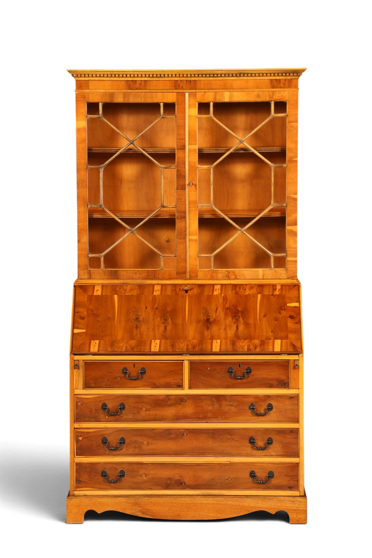 G011 Finish cm, Stilvoller Englischer Sekretär Büro Aufsatzsekretär Eibe Antik Stil Vitrinen Schrank UK