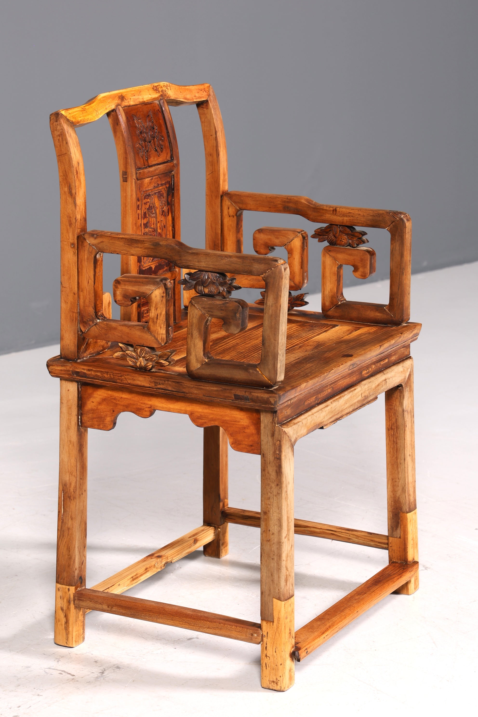 Wunderschöner Chinesischer Armlehnstuhl Stuhl China Ming Stil Qing Dynastie Holzstuhl Antik Asiatischer Sekretär Stuhl