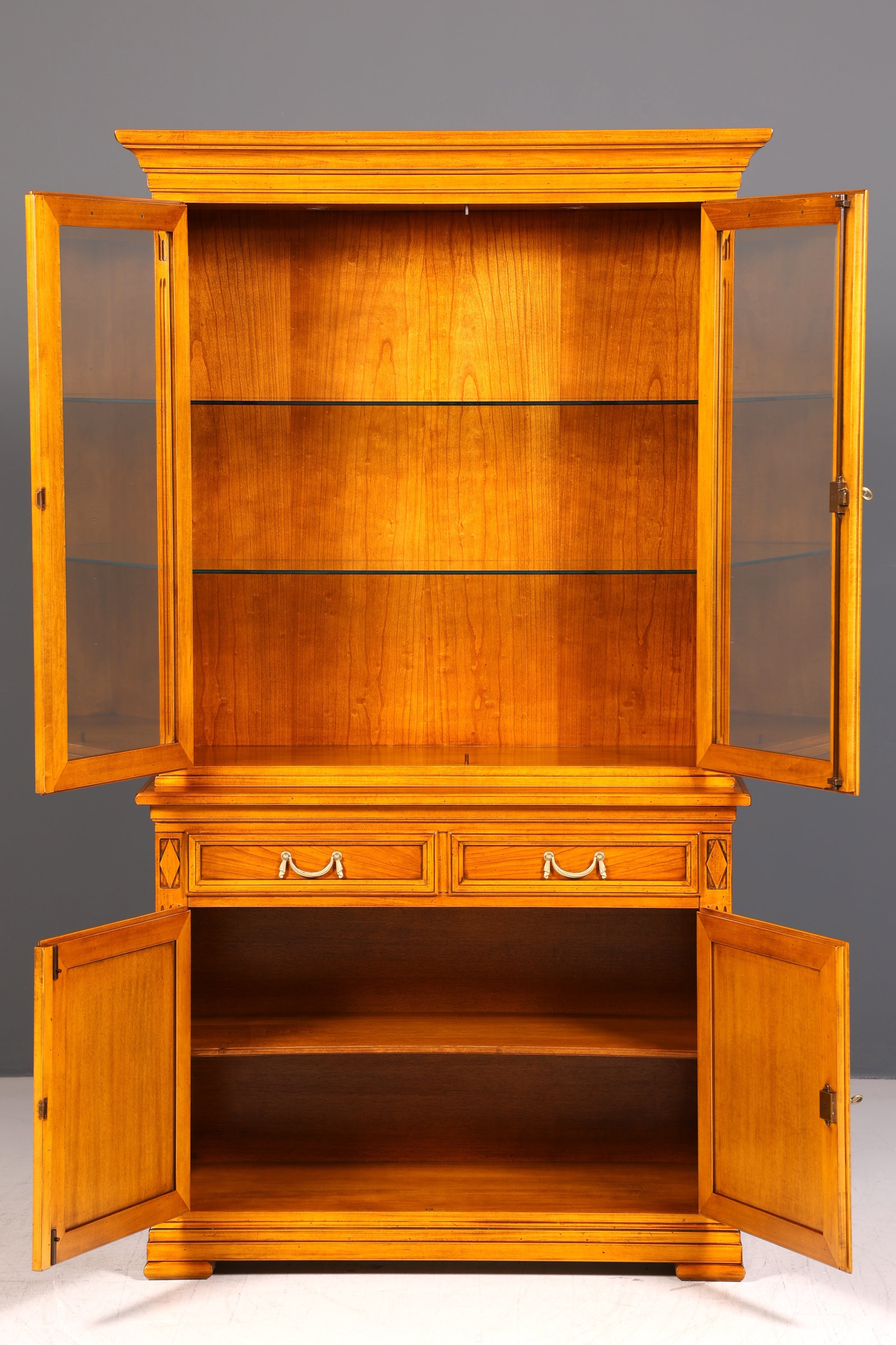 Traumhafte Original Selva Vitrine Villa Borghese Antik Massivholz Buffet Schrank Bibliothek Glasvitrine Made in Italy