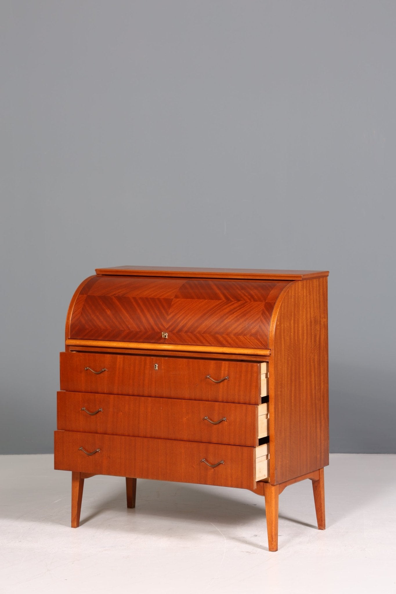 Traumhafter Mid Century Rollladen Sekretär Danish Design echt Holz Rollladen Kommode Schreibkommode