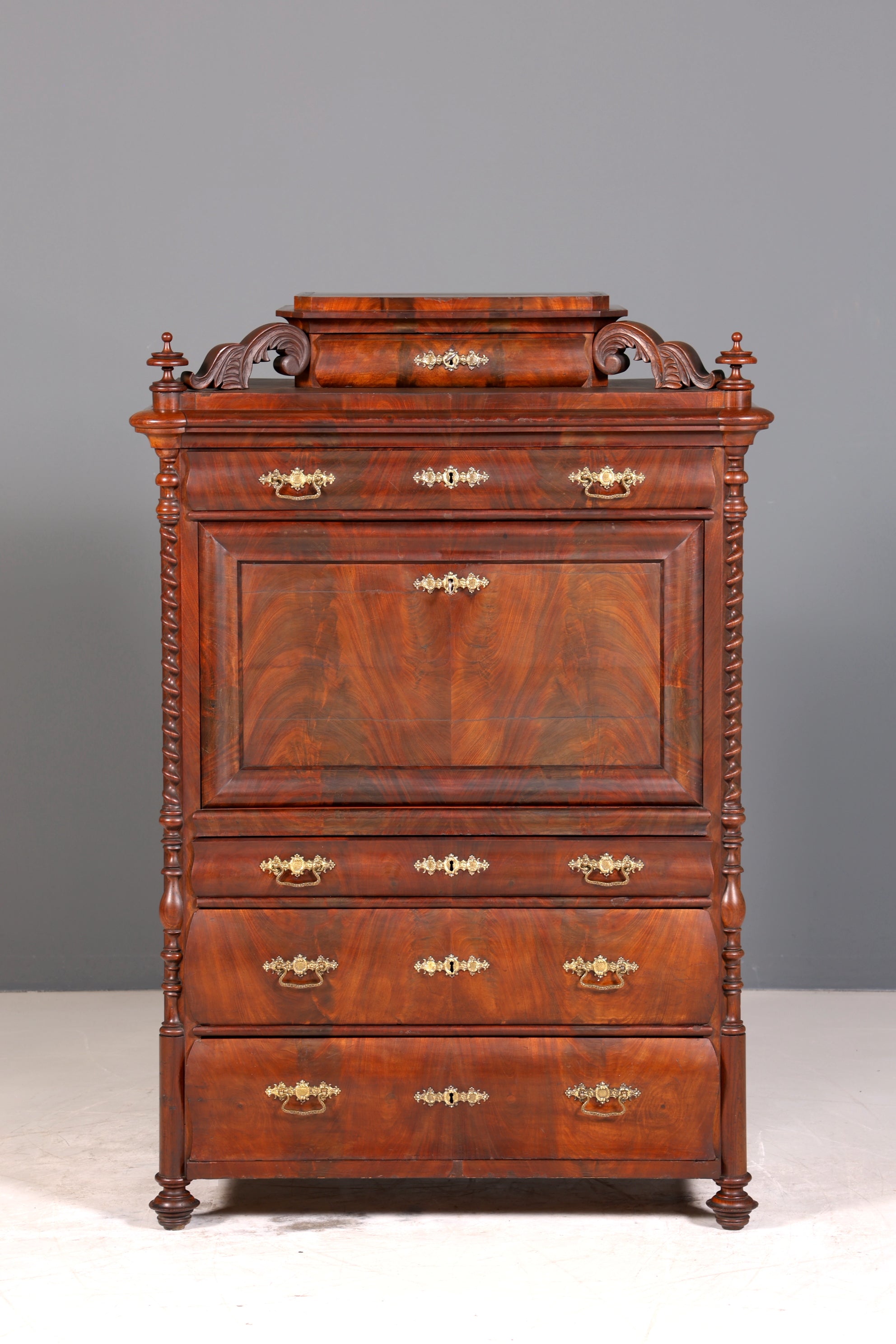 Edler Louis Philippe Sekretär Antik Biedermeier Vertiko Highboard Antik Schreibtisch Kommode