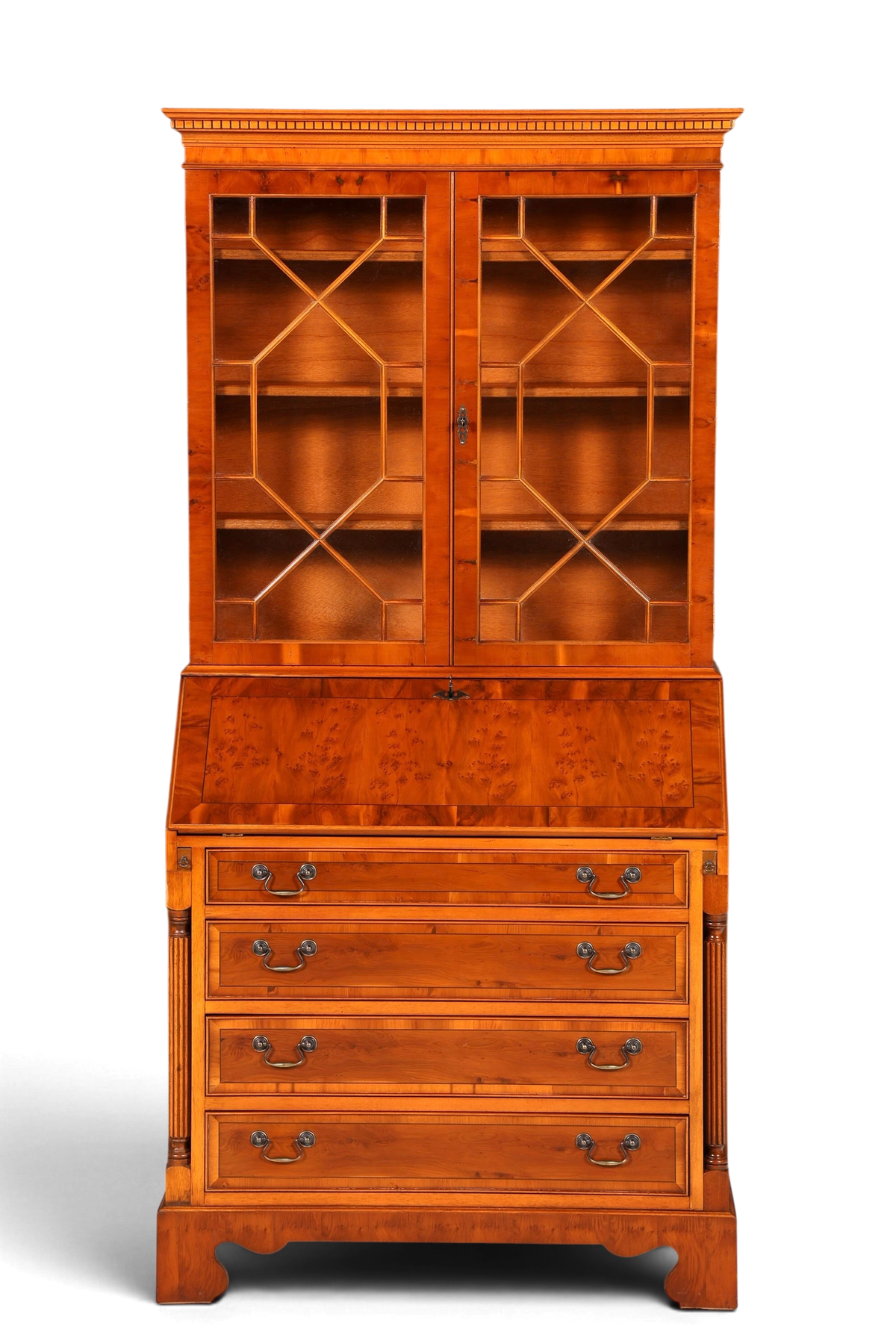 G390 Finish Stilvoller Englischer Sekretär Büro Aufsatzsekretär Eibe Antik Stil Vitrinen Schrank UK (Kopie)