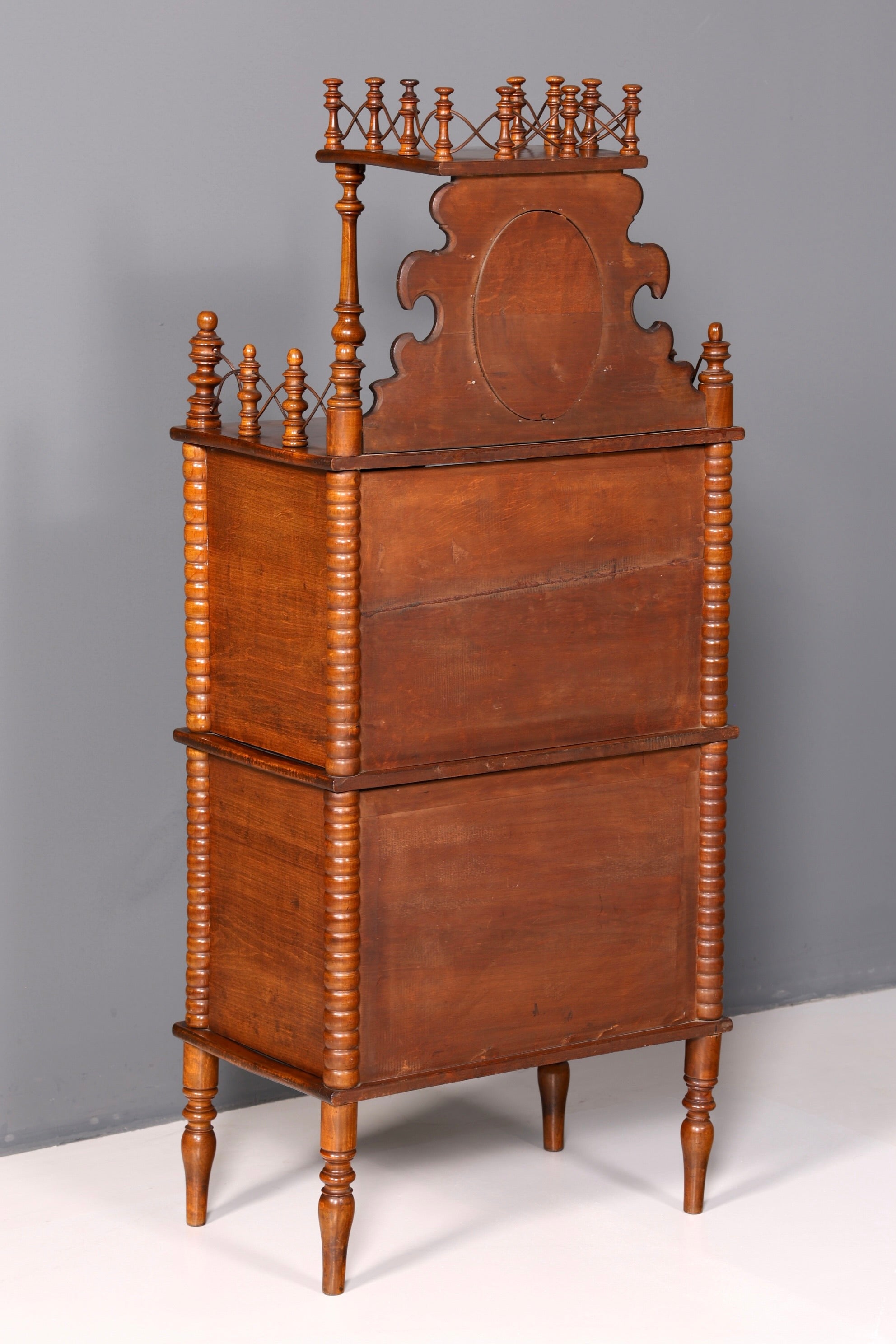 Edle Gründerzeit Vitrine um 1880 Schränkchen Antik Louis Philippe Etagere Vertiko Nussbaum Glasvitrine Bücherregal Schrank Vintage