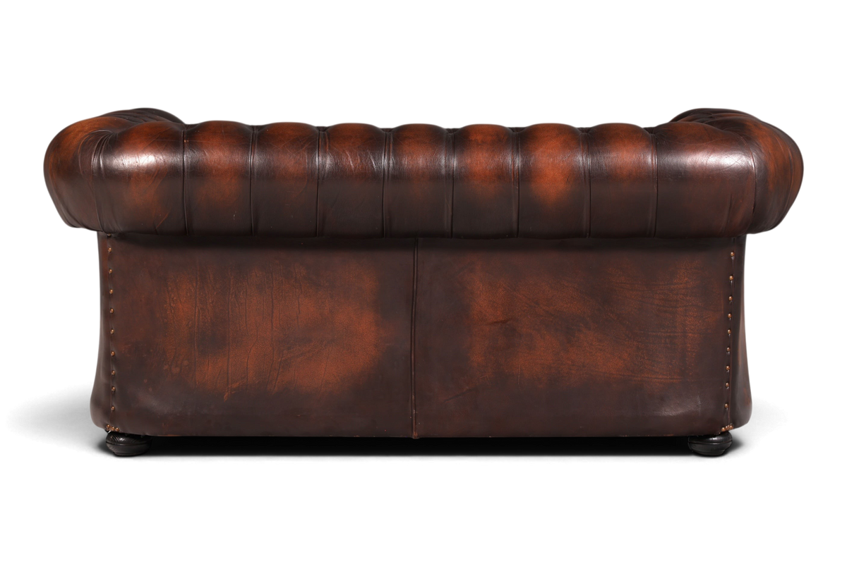 Edles Original Chesterfield Sofa 2-Sitzer Couch Echt Leder Englisch Antik Polstersofa