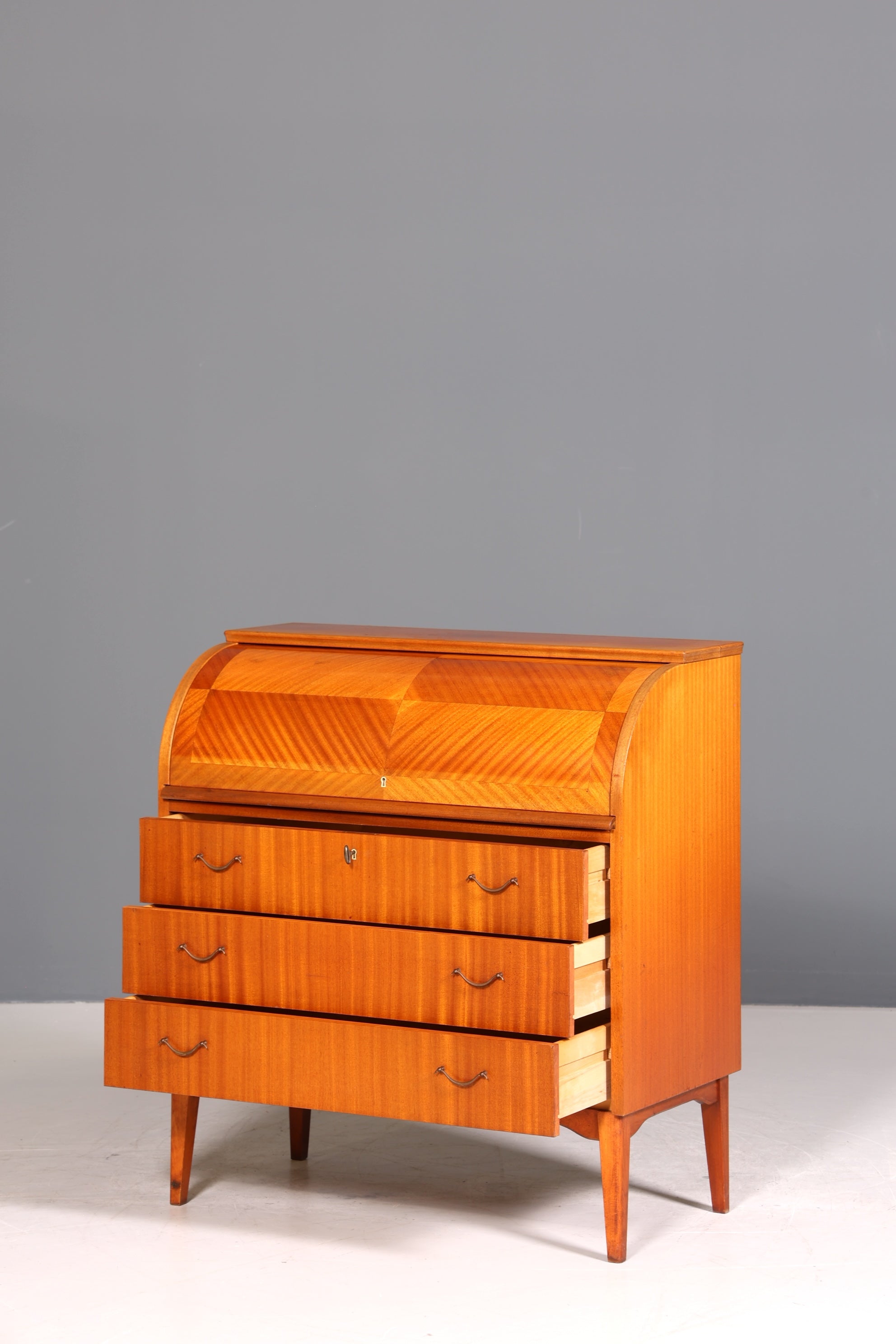 Wunderschöner Mid Century Rollladen Sekretär echt Holz Büro Schrank Vintage Schreibkommode