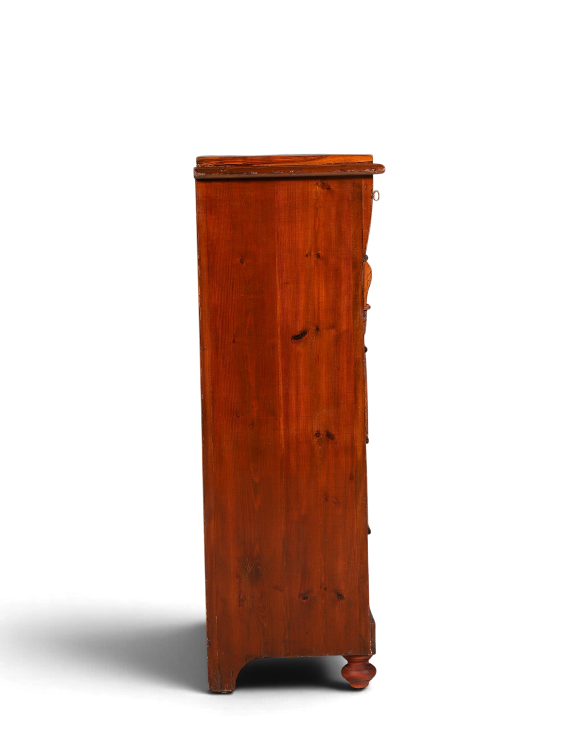 Hauptstadt Möblerei Gründerzeit Vertiko Kommode aus Echtholz in Seitenansicht mit antiken Details