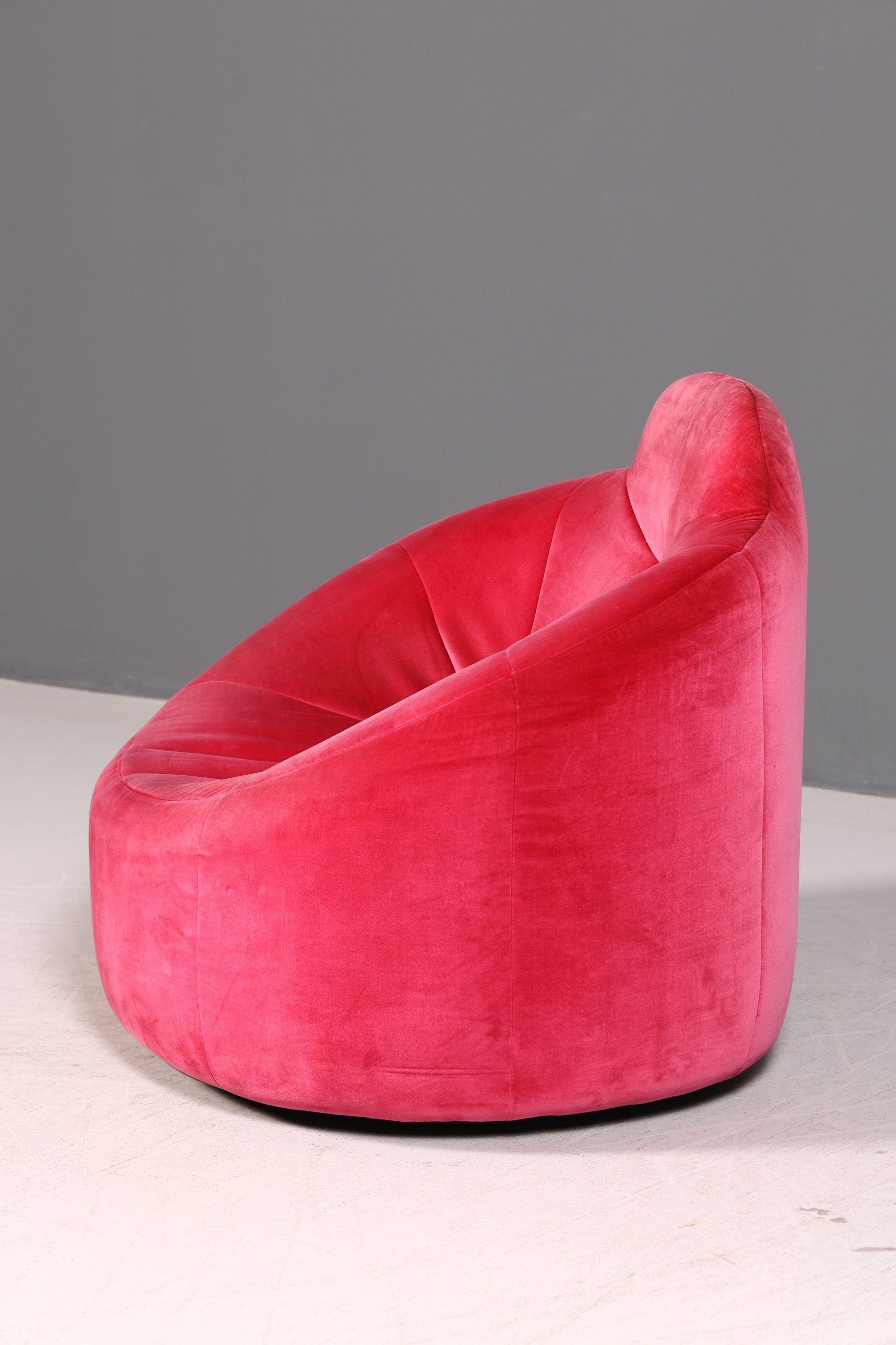Noble Ligne Roset Pumpkin Armchair with Ottoman Pink Velvet Designer Lounge Chair Pierre Paulin Pouf Vintage