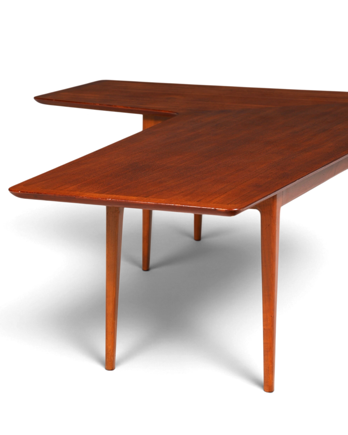 Hauptstadt Möblerei Mid-Century Couchtisch aus Holz mit L-förmiger Tischplatte im Vintage-Stil der 70er Jahre