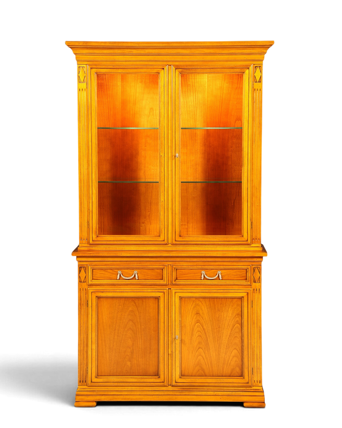 Hauptstadt Möblerei Selva Vitrine Villa Borghese aus massivem Holz mit Innenbeleuchtung und Glasfronten