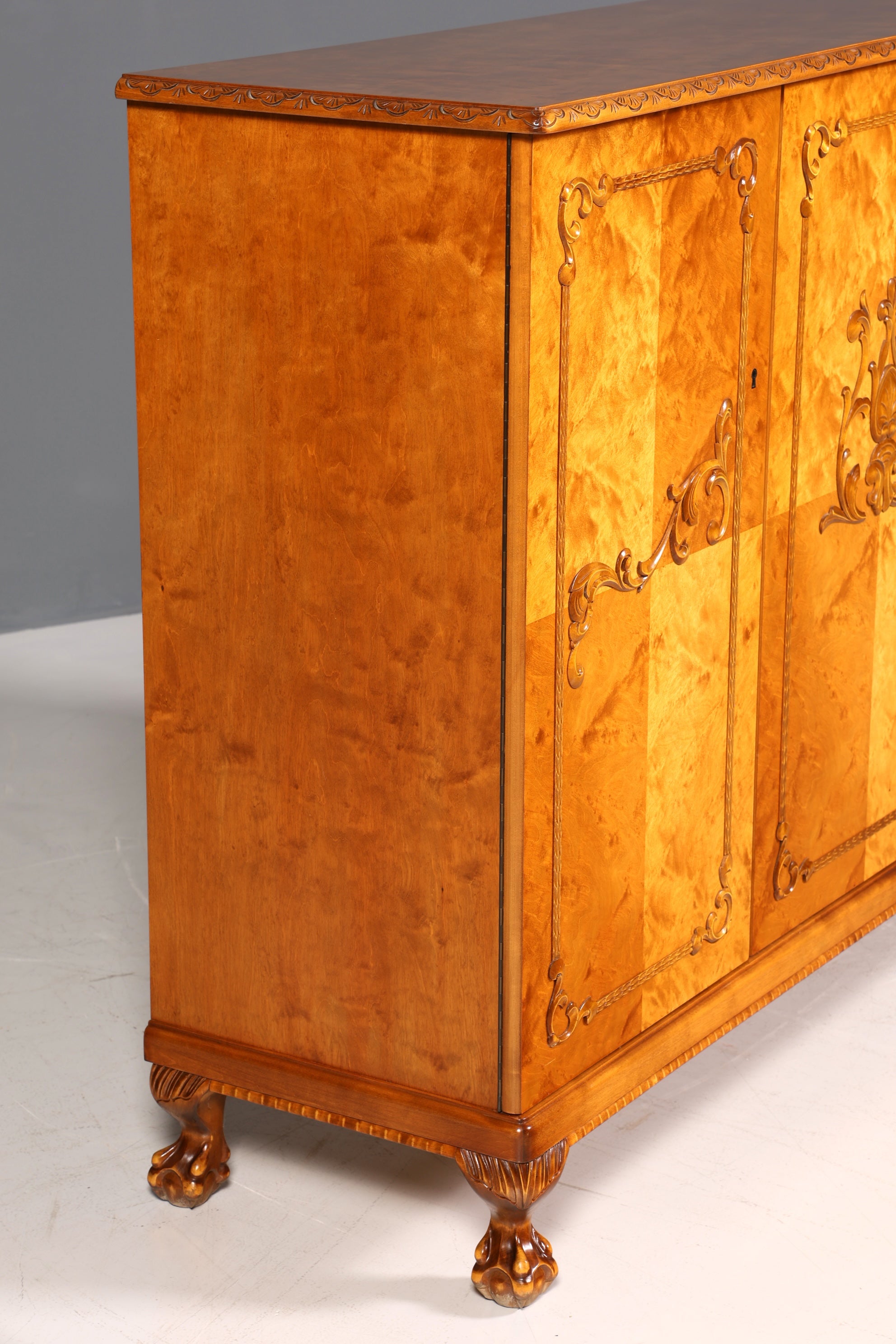 Edler Chippendale Schrank Barock Stil Vertiko Highboard Antik 50s 60s Kommode Aktenschrank Wäscheschrank