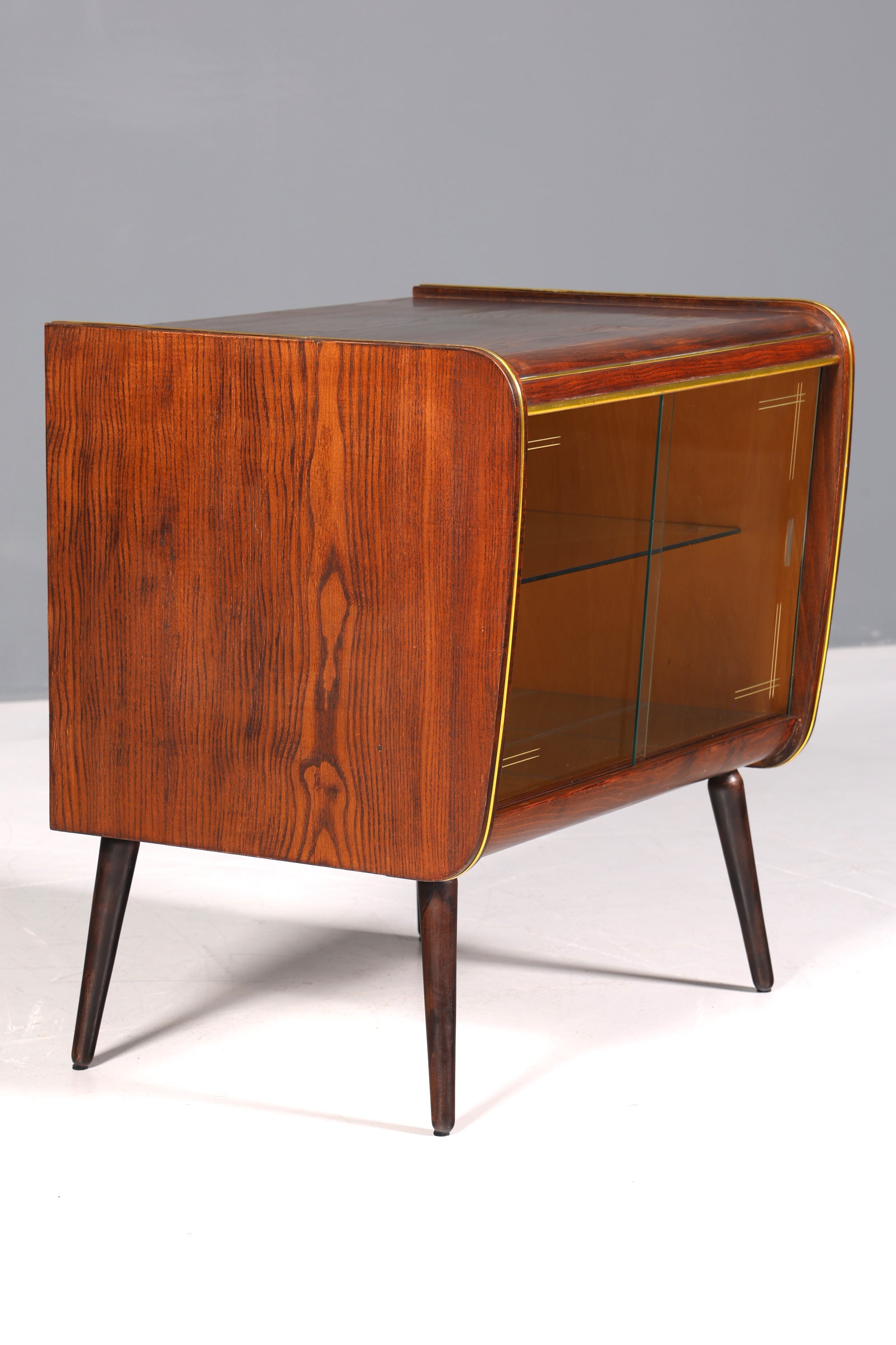 Wunderschöne Mid Century Vitrine Retro Bar Schrank Vintage Schiebetür 60s