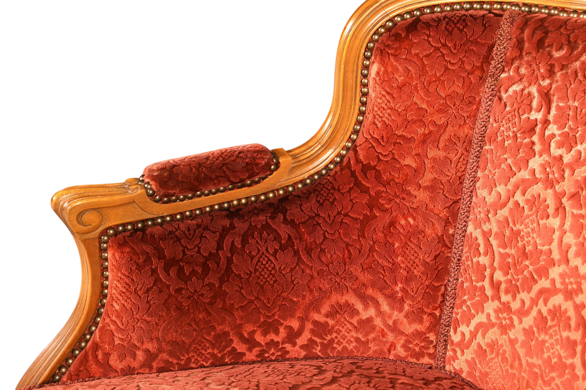 Edler Chippendale Armlehnsessel Barock Stil Sessel Samt Stoff Armchair Sessel 2 von 2