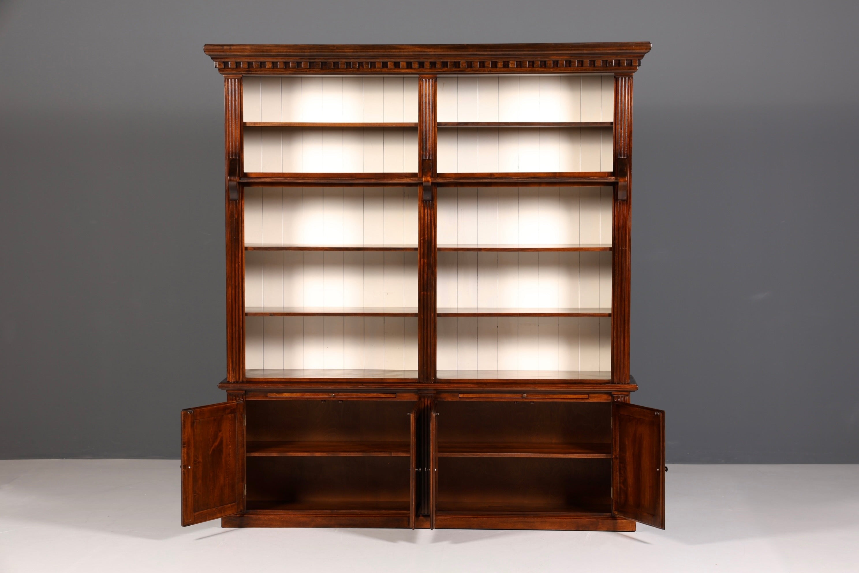 Traumhaftes massiv Holz Regal mit Leiter Kolonial Schrank Antik Stil Bücherregal Kommode Bibliothek