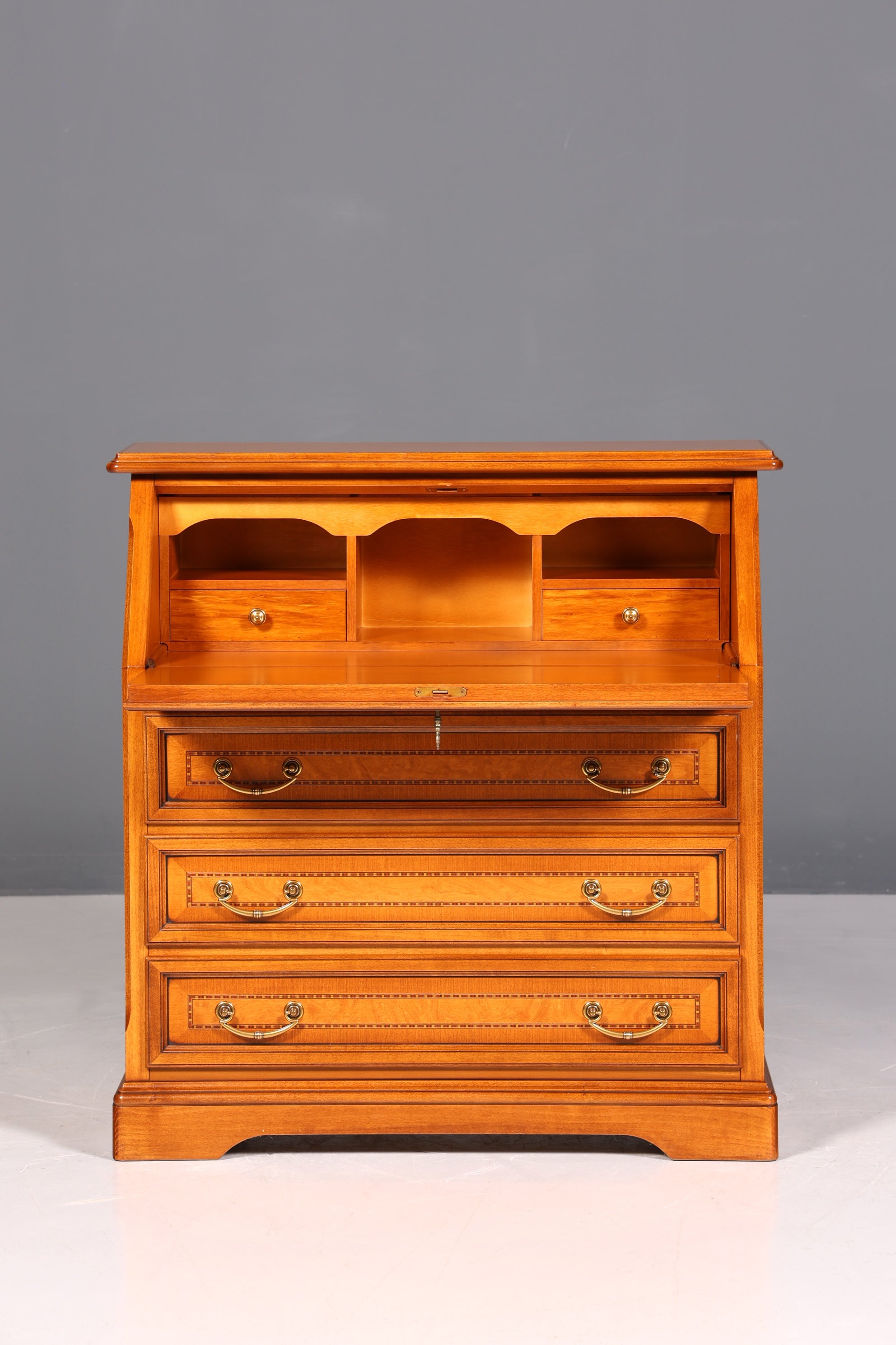 Beautiful original Selva secretary desk, antique style, real wood office desk, office chest of drawers