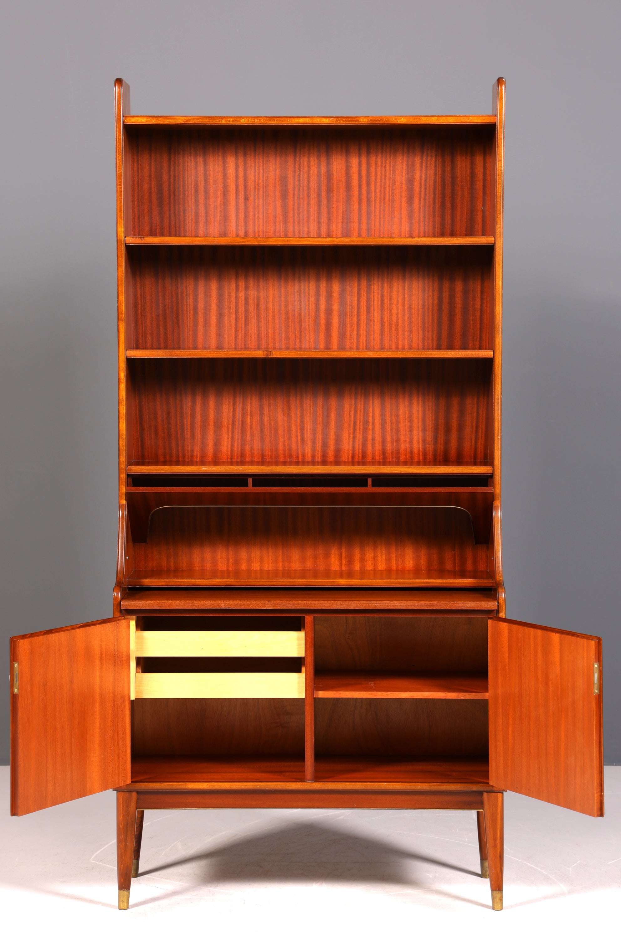 Wunderschöner Mid Century Schrank Bücherregal Vintage Sekretär Highboard Holz Regal