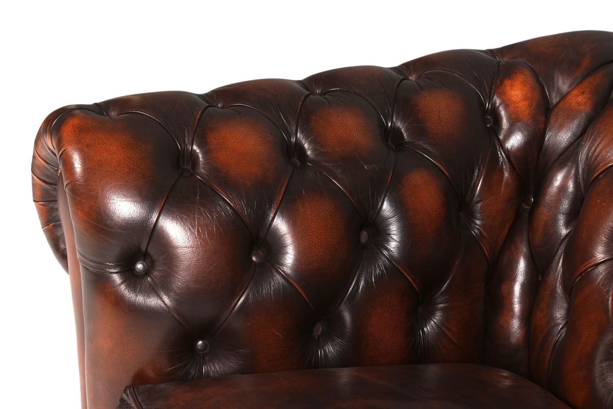Edles Original Chesterfield Sofa 2-Sitzer Couch Echt Leder Englisch Antik Polstersofa