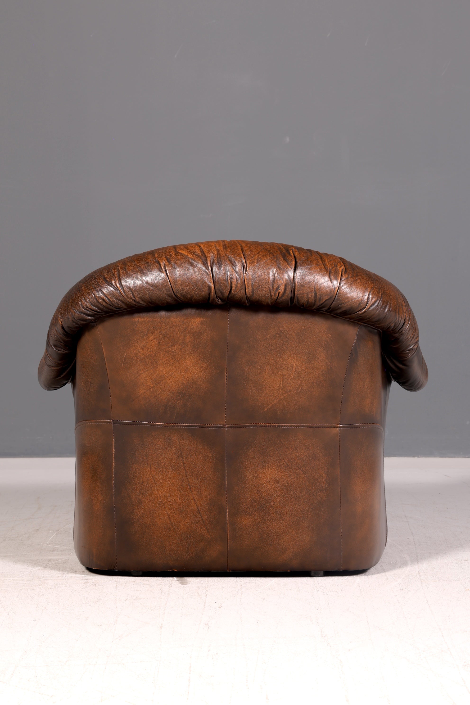 Wunderschöner Chesterfield Sessel mit Hocker Echtleder braun Ledersessel Englisch Vintage