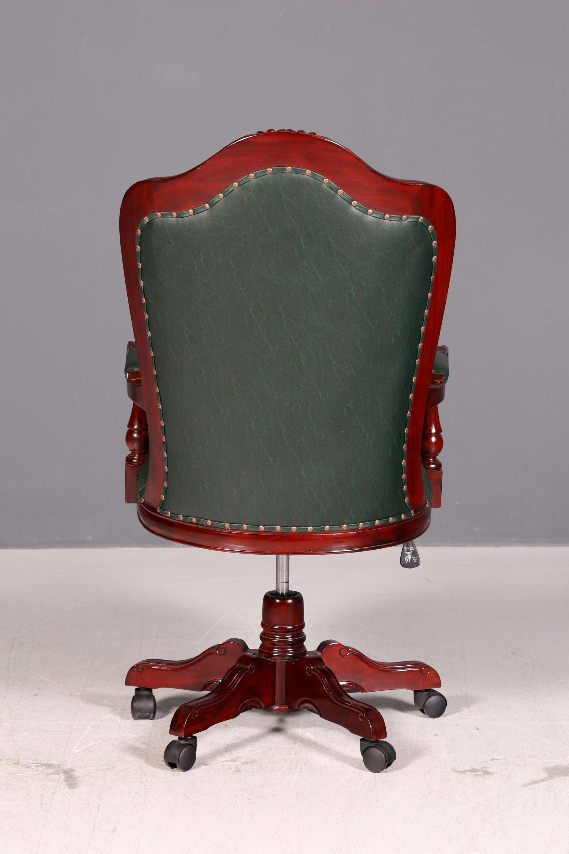 Edler Chesterfield Chefsessel Bürostuhl Grün Mahagoni Schreibtischstuhl Drehstuhl Englisch Vintage