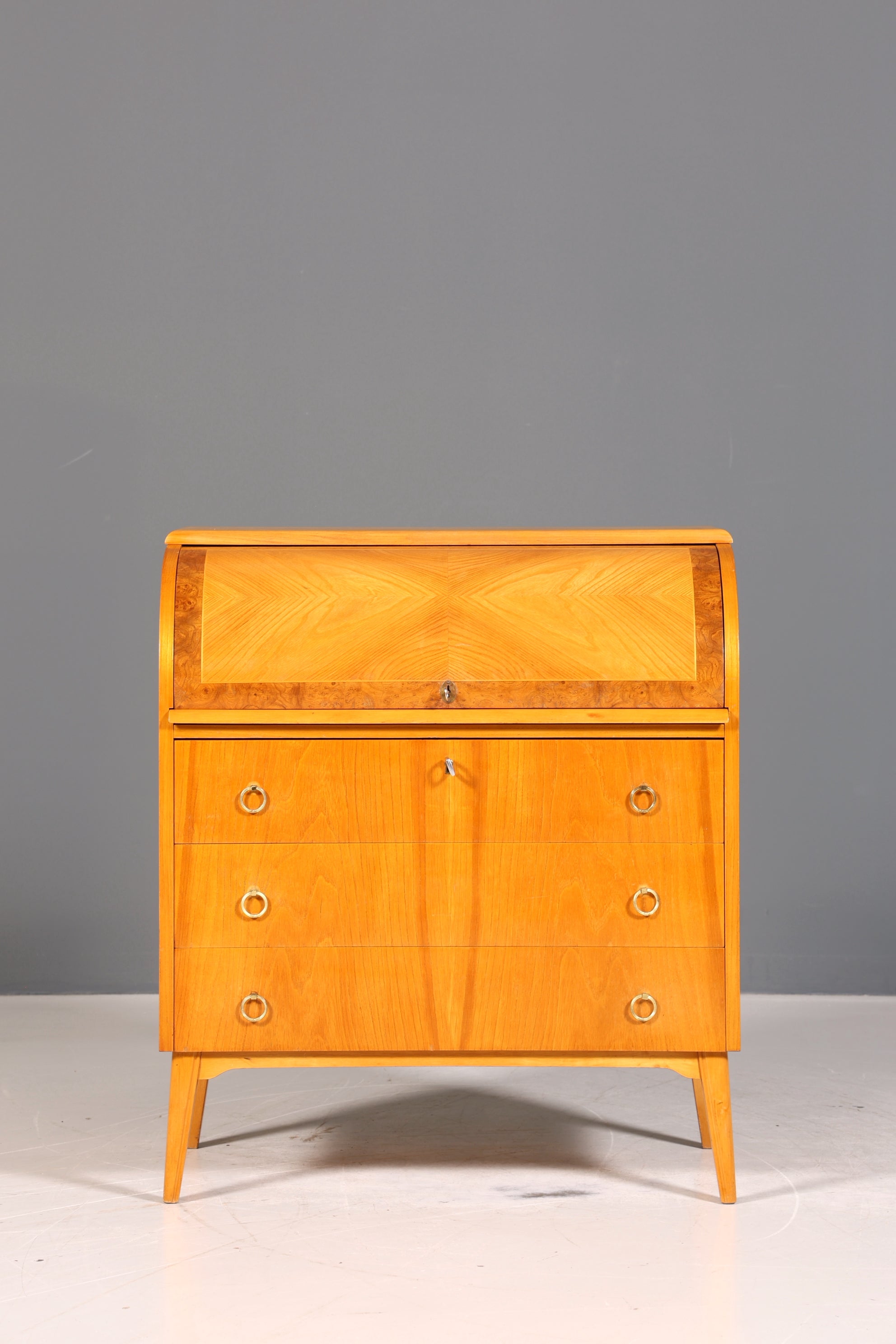 Traumhafter Mid Century Rollladen Sekretär echt Holz Büro Schrank Vintage Schreibkommode