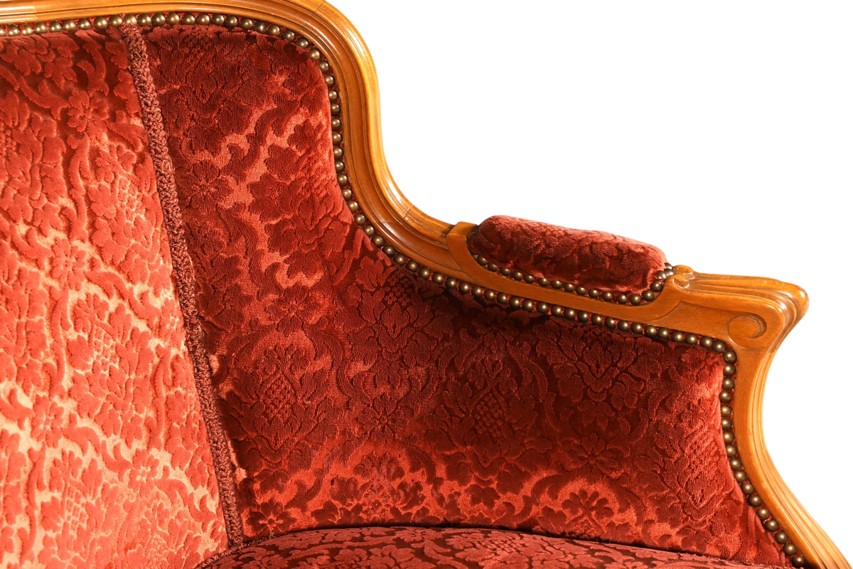 Edler Chippendale Armlehnsessel Barock Stil Sessel Samt Stoff Armchair Sessel 2 von 2