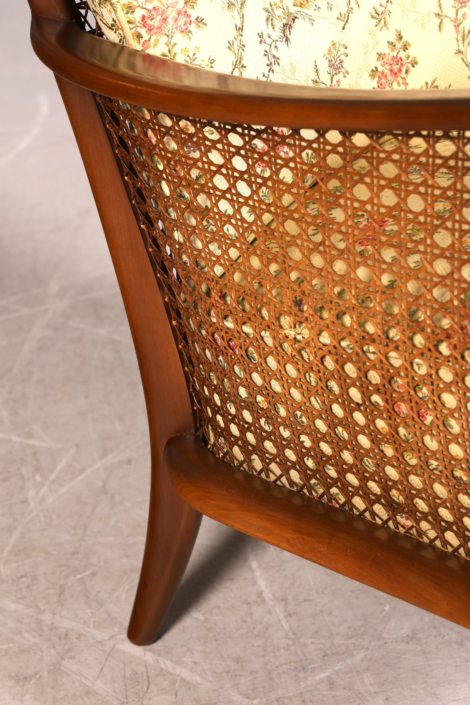 Traumhafter Chippendale Sessel Antik 60s Korbgeflecht Relax Sessel Vintage Samt Stoff 2 von 2