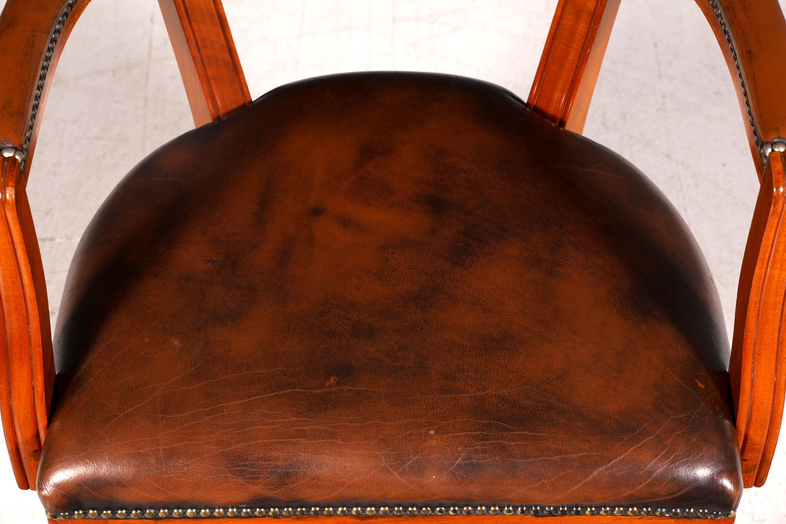 Wunderschöner Chesterfield Armlehnstuhl Braun Echt Leder Englisch Bürostuhl Schreibtischstuhl Sekretär Stuhl Court Chair 4 von 4