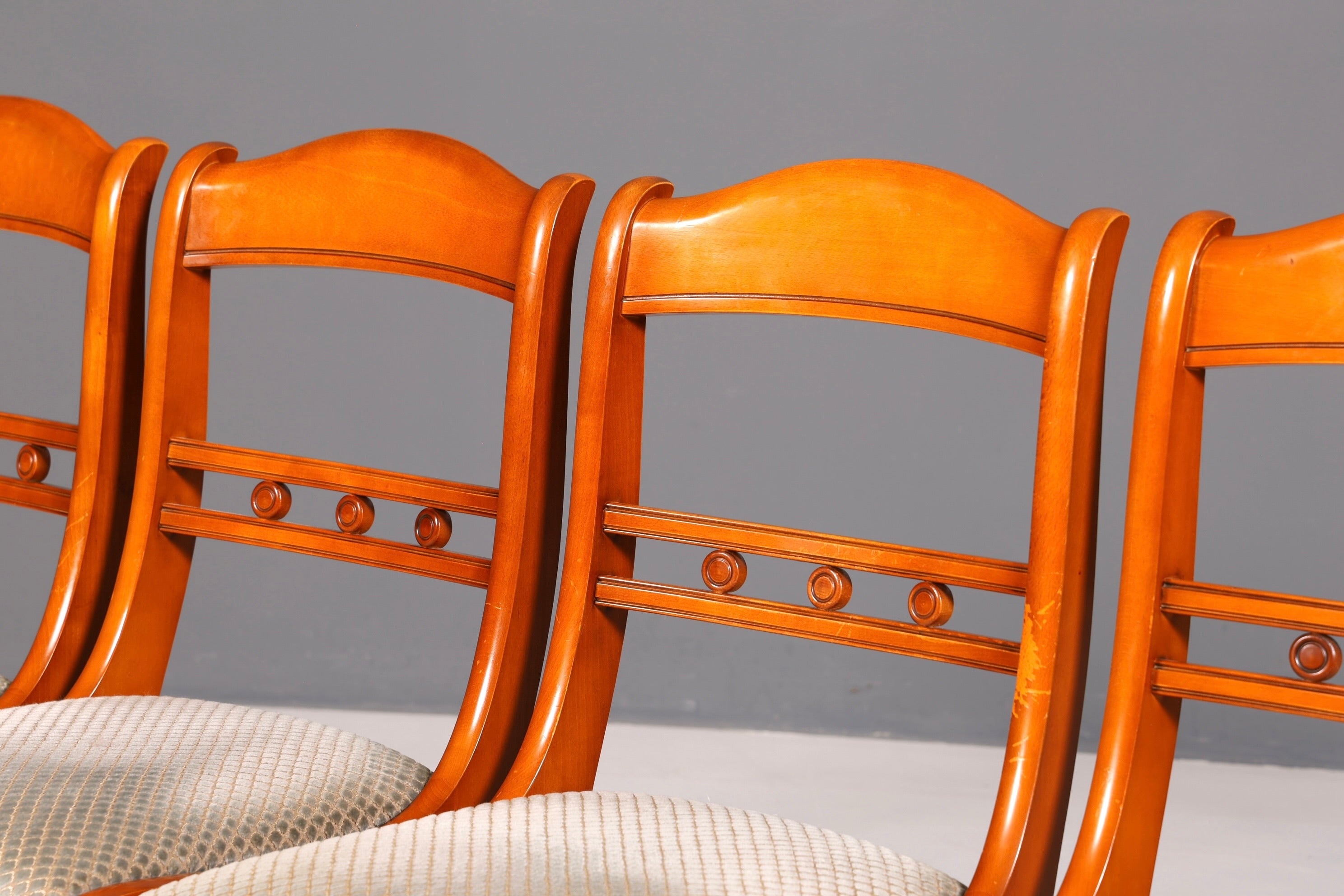 4x Englische Stühle Set Regency Dining Chairs Antik Esszimmerstühle Küchenstühle Stuhlset Vintage 60er