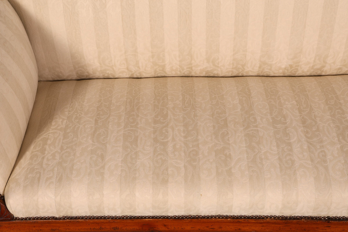 Wunderschönes Original Biedermeier Sofa Antik Louis Philippe Couch 3-Sitzer Creme Gestreift Polstersofa Récamiere
