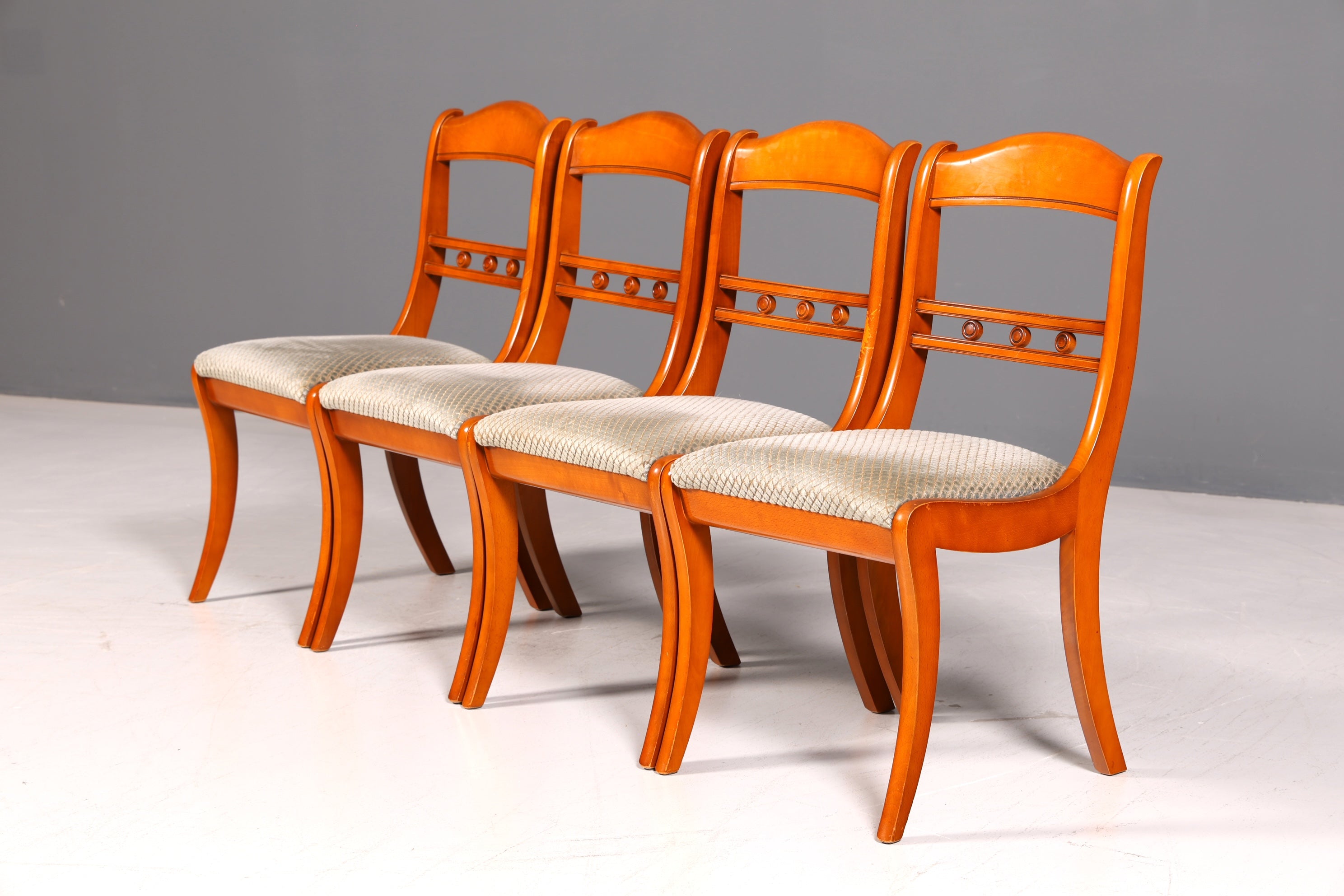 4x Englische Stühle Set Regency Dining Chairs Antik Esszimmerstühle Küchenstühle Stuhlset Vintage 60er