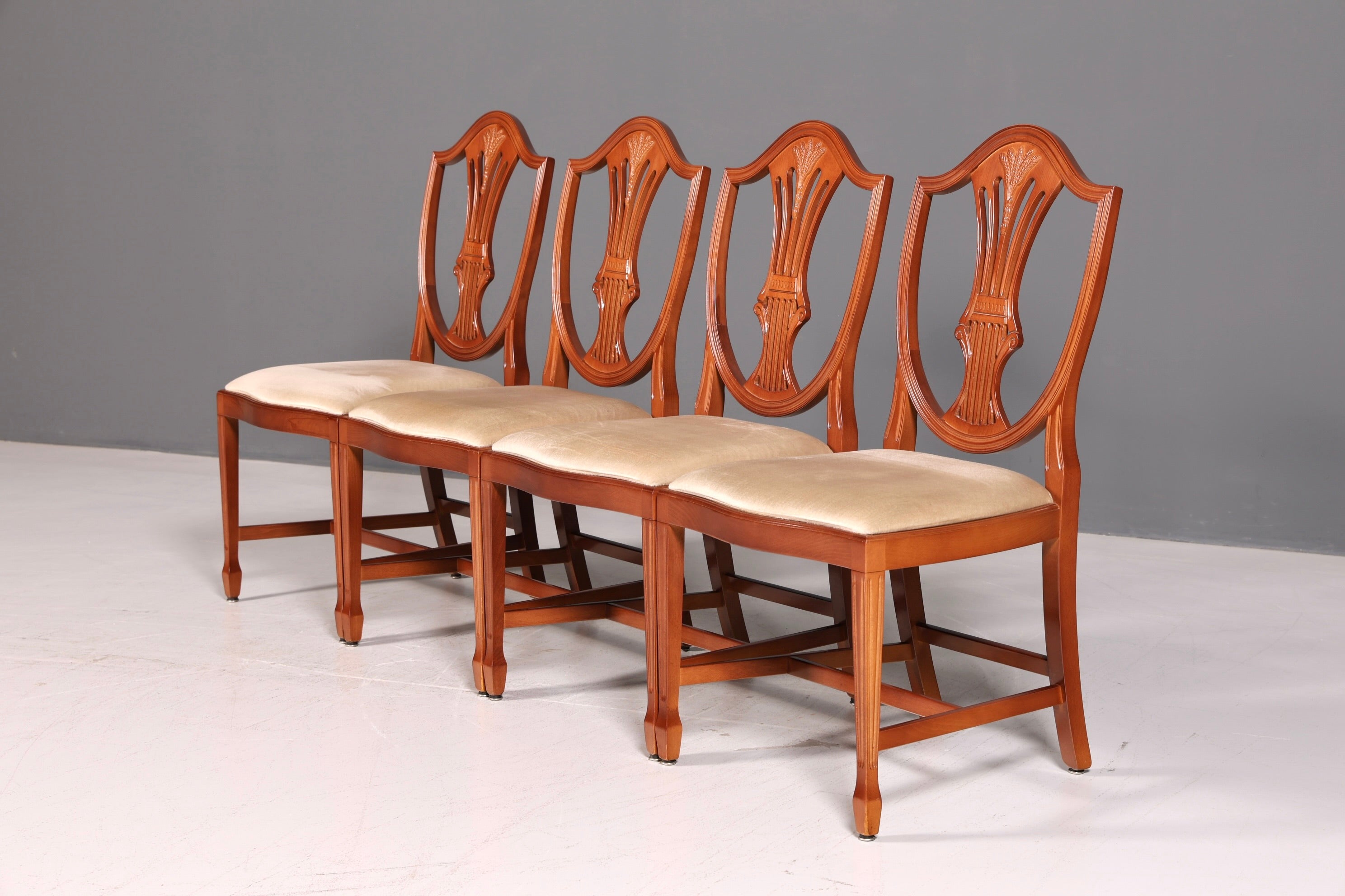 Edles 4x Englische Stühle Set Hepplewhite Stil Dining Chairs Antik Esszimmerstühle Küchenstühle Stuhlset Vintage