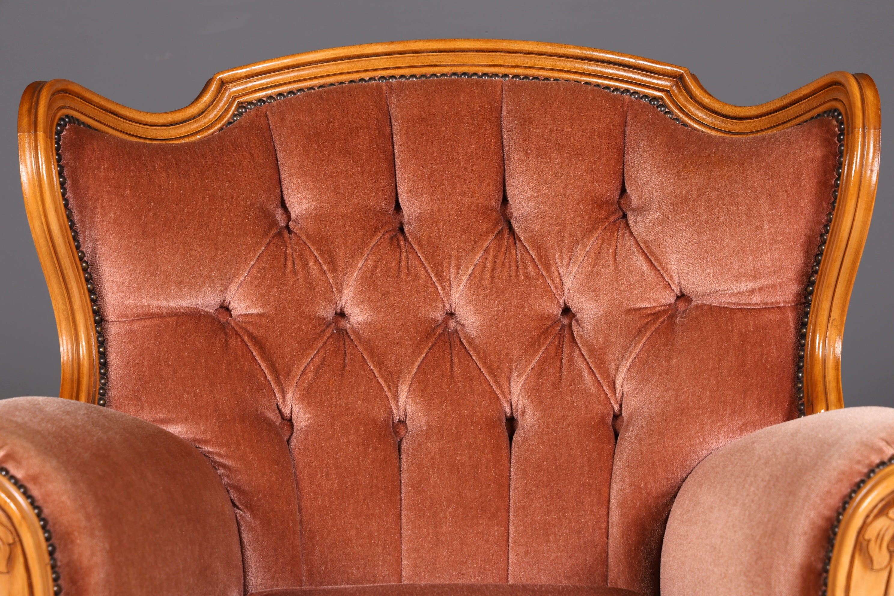 Noble Chippendale Armchair Baroque Style Velvet Fabric Armchair Rococo Antique 3 of 4