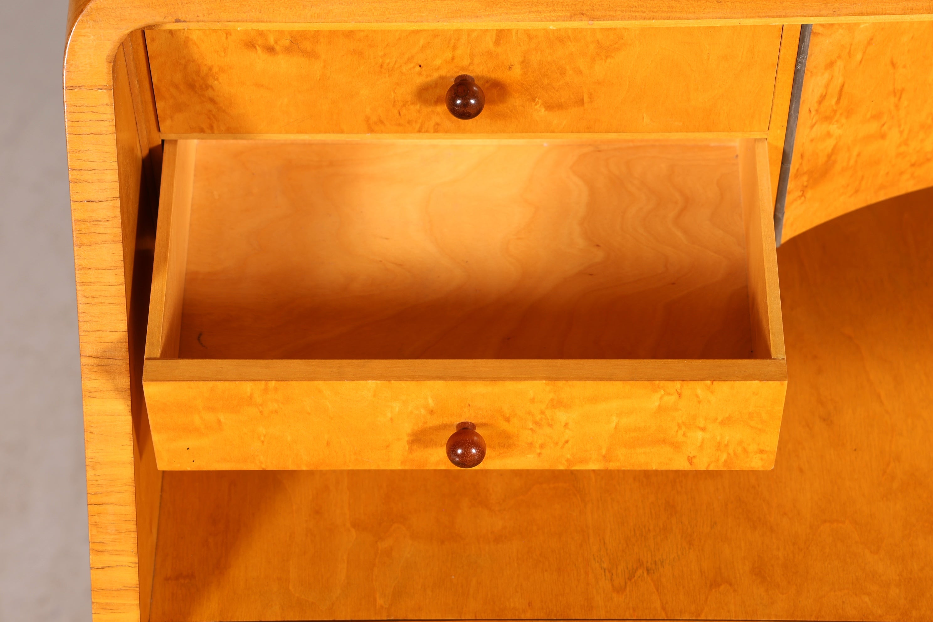 G025 Finish Schlichter Mid Century Sekretär Vintage Schreibmöbel echt Holz Kommode Office Secretary