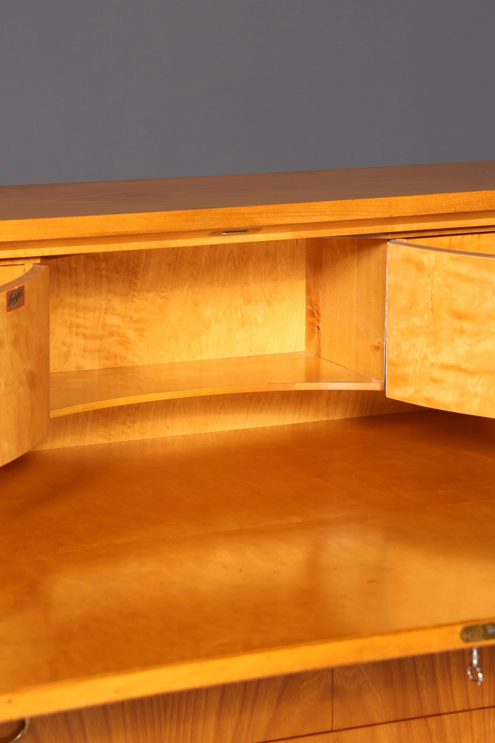 G025 Finish Schlichter Mid Century Sekretär Vintage Schreibmöbel echt Holz Kommode Office Secretary