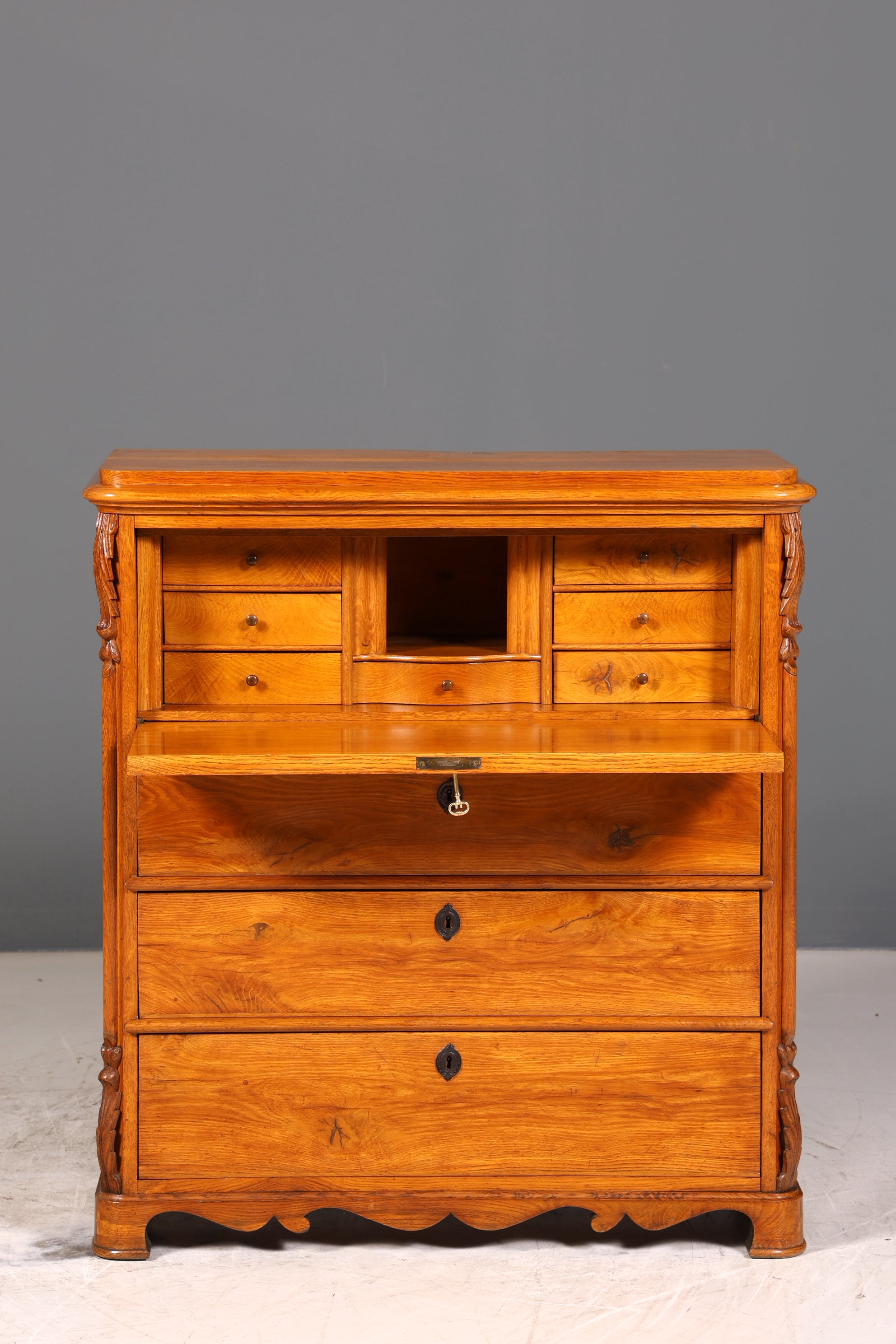 Stilvoller Biedermeier Sekretär um 1860 Vertiko Antik Kommode Louis Philippe Schreibkommode