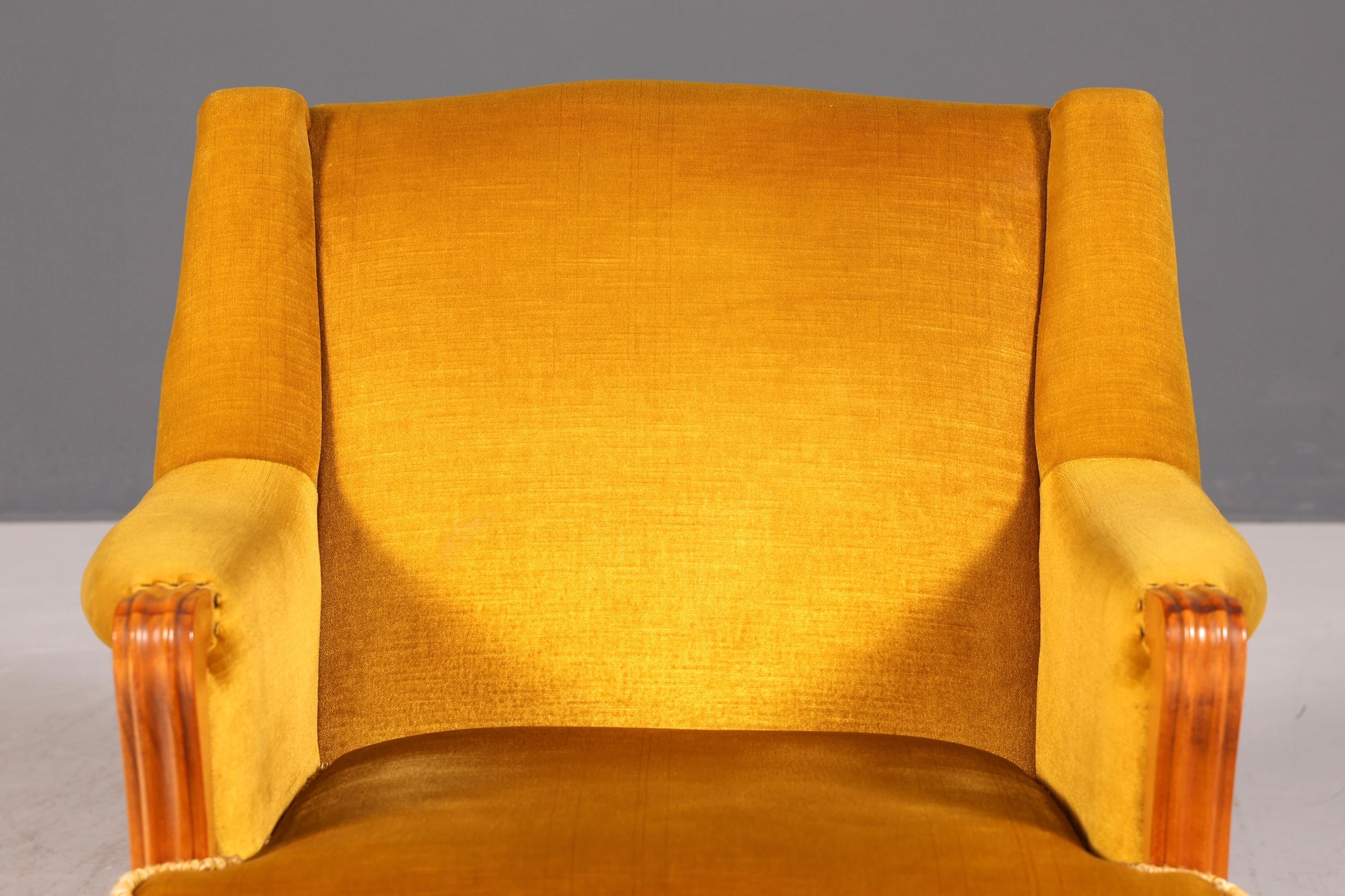 G060 Finish Edler Chippendale Armlehnsessel Barock Stil Sessel Armchair Samt Stoff Sessel