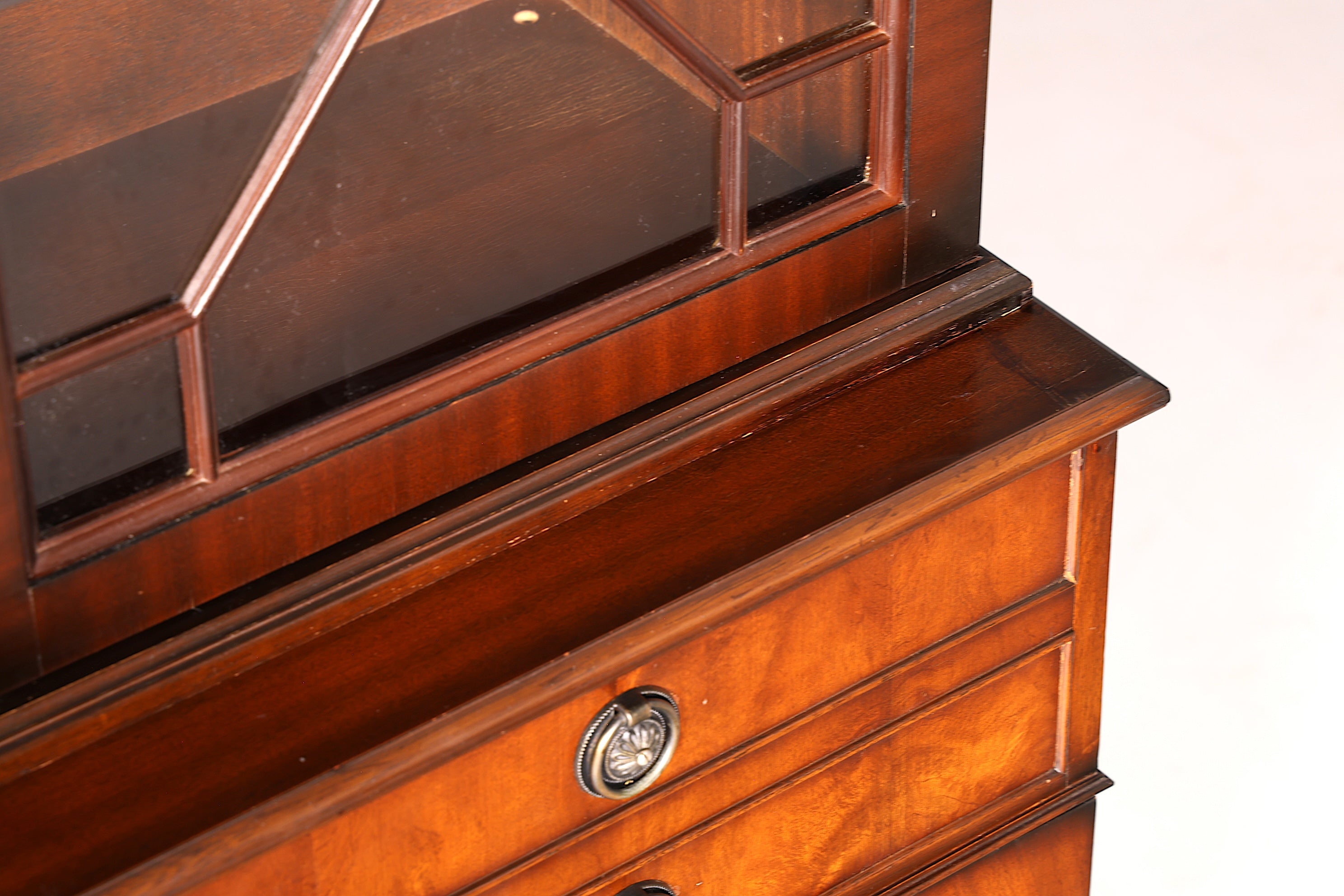 G718 Finish Wunderschöne Englische Vitrine Bibliothek Sekretär echt Holz Antik Schrank Regal (Kopie)