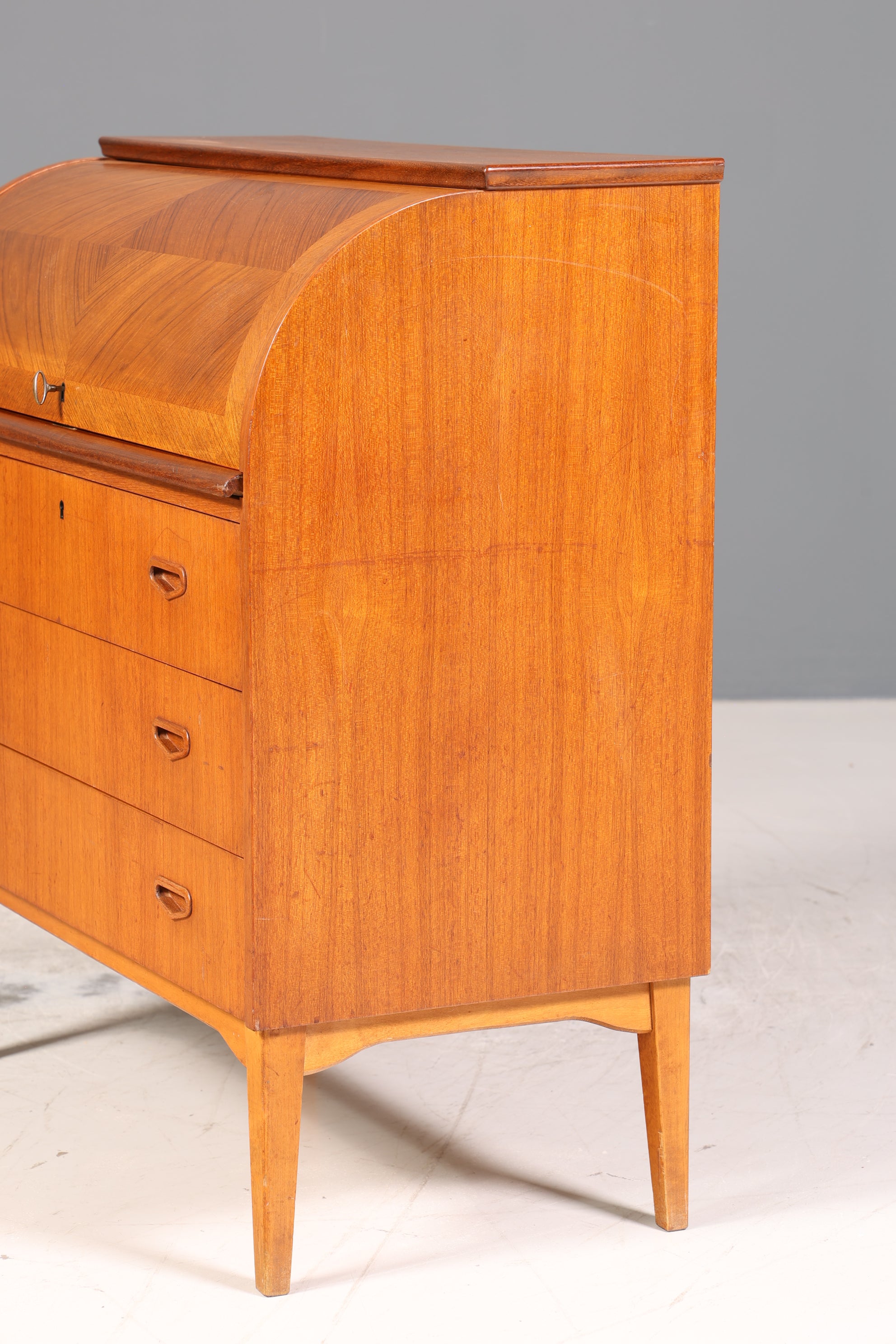 Wunderschöner Mid Century Rollladen Sekretär echt Holz Büro Schrank Vintage Schreibkommode