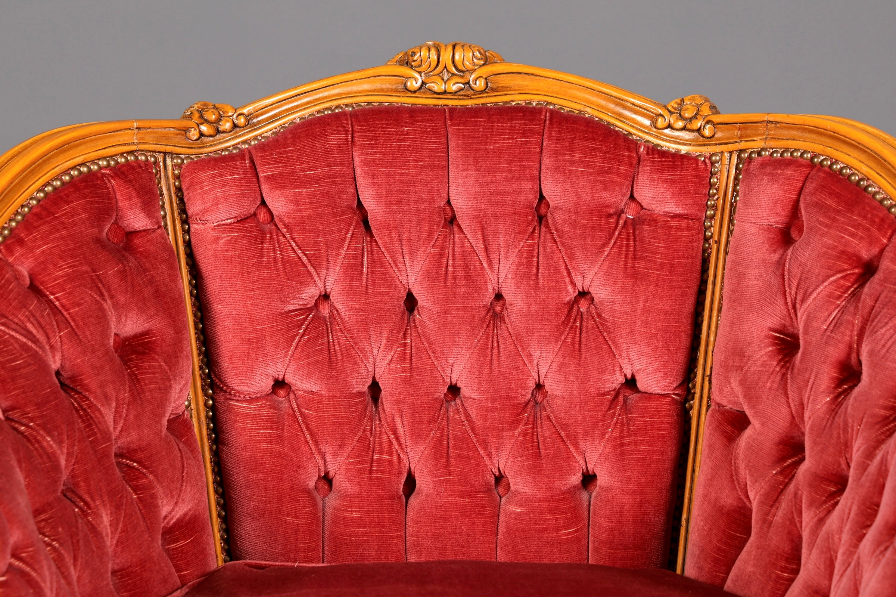 G063 Finish cm Edler Chippendale Armlehnsessel Barock Stil Sessel Armchair Samt Stoff Sessel