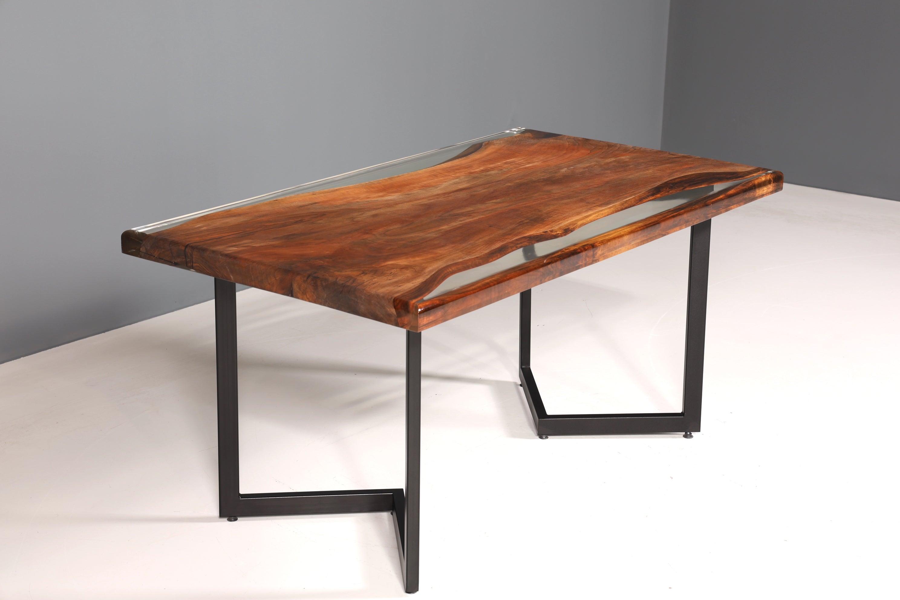 Beeindruckender Epoxidharz Tisch 160-90cm Nussbaum Esszimmer Tisch massiv Holz Epoxy Küchentisch