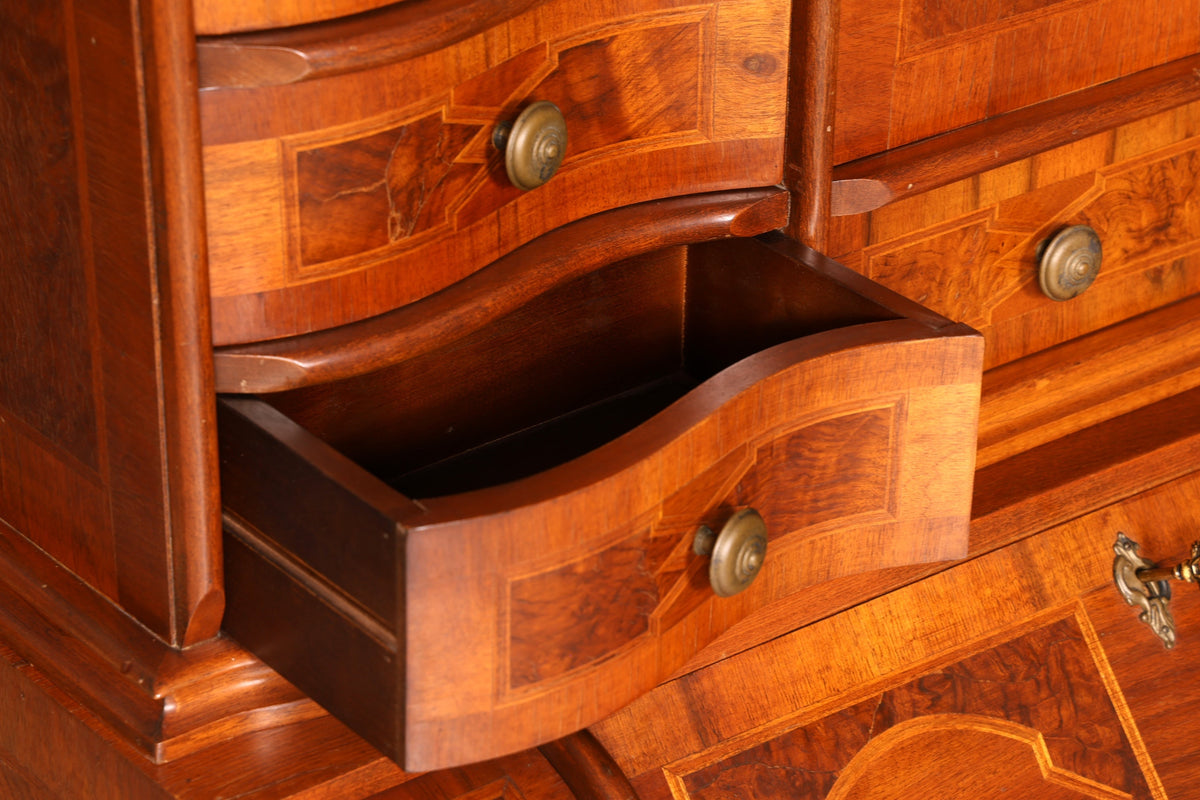 Beeindruckender Barock Aufsatzsekretär Sekretär Schreibschrank Tabernakel Antik Stil Massivholz Vintage