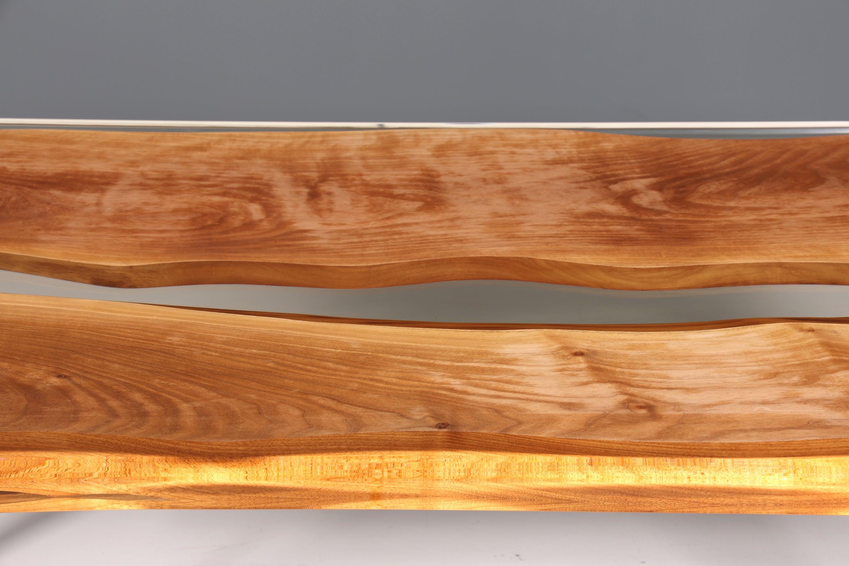 Beeindruckender Epoxidharz Tisch 220-90 cm Epoxy Nussbaum massiv Holz Esszimmer Tisch Küchentisch