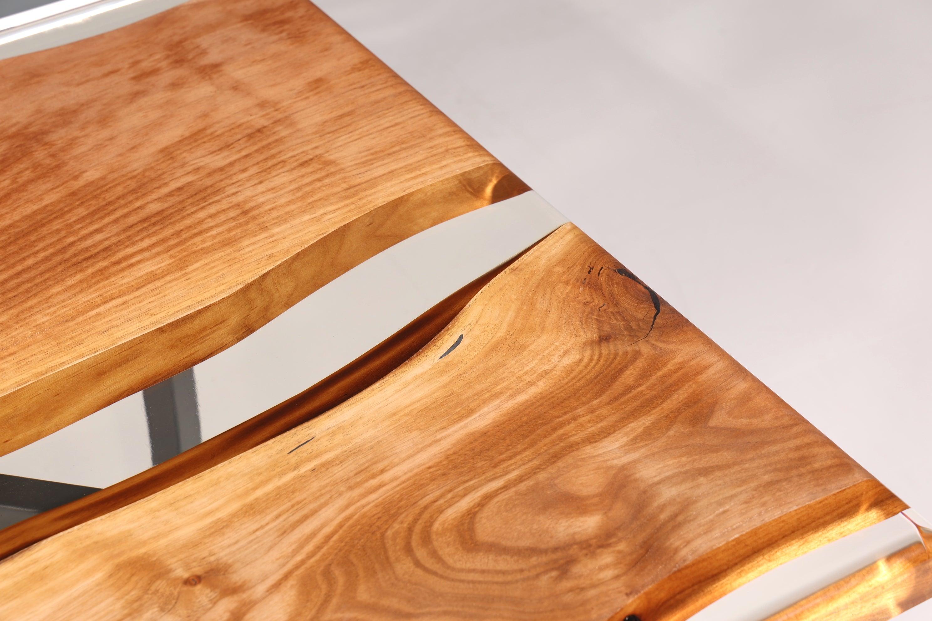 Beeindruckender Epoxidharz Tisch 220-90 cm Epoxy Nussbaum massiv Holz Esszimmer Tisch Küchentisch