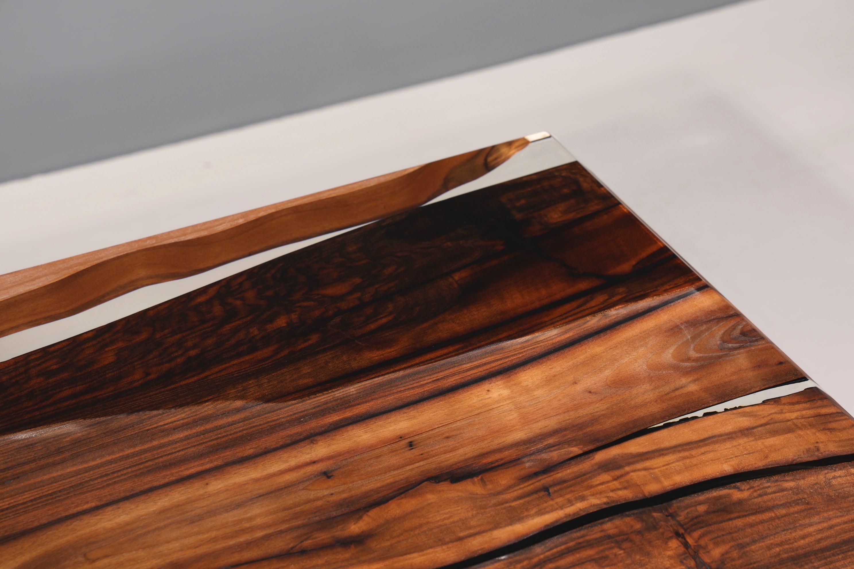 Wunderschöner Epoxidharz Tisch 220-85 cm Epoxy Nussbaum massiv Holz Esszimmer Tisch