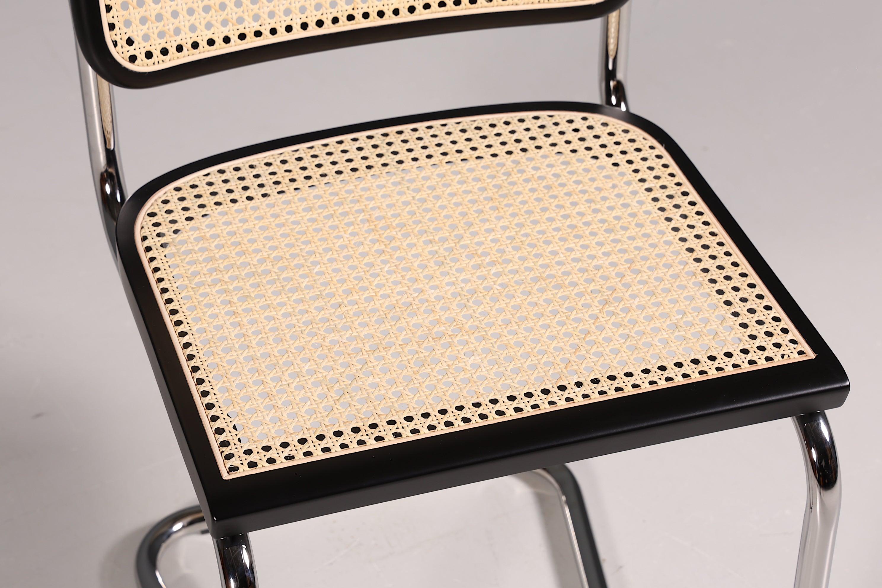 Korbgeflecht Freischwinger Stuhl "Milano" Made in Italy Schwarz Wippstuhl Esszimmer Stuhl Küchenstuhl