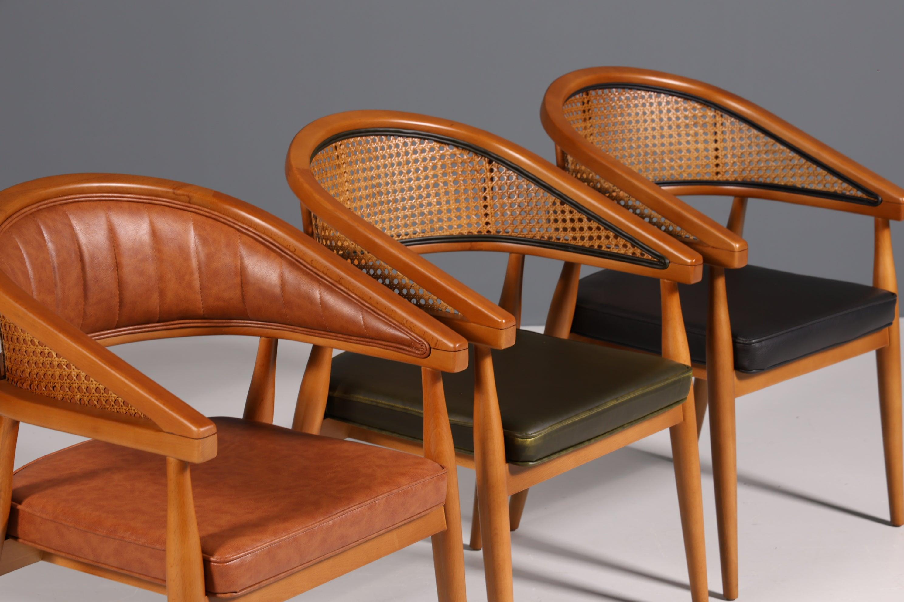 Edler Korbgeflecht Esszimmer Stuhl "Malibu Brown" Küchenstuhl Armlehnstuhl Buche Sekretär Stuhl