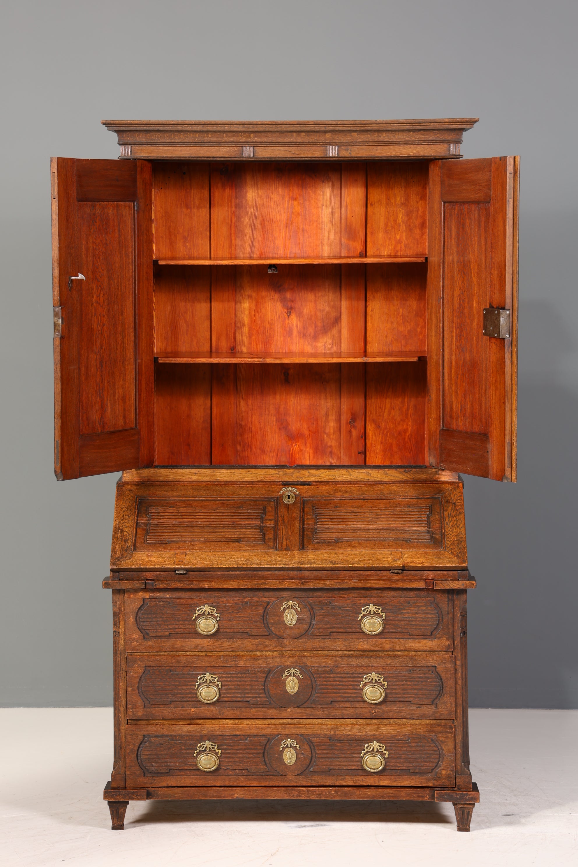 Beeindruckender Biedermeier Sekretär Louis Seize Aufsatzsekretär um 1810 Schreibkommode Büroschrank Kommode