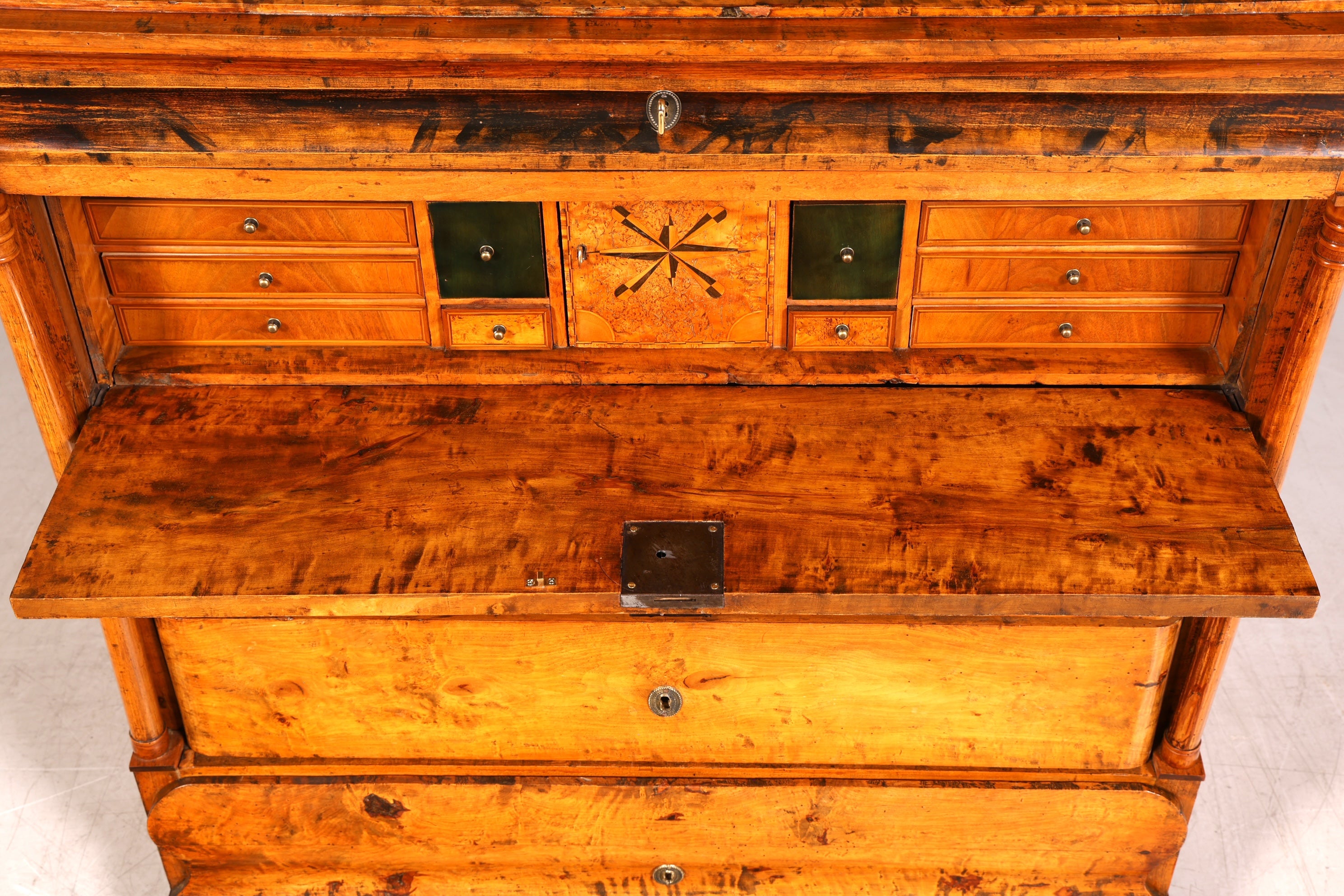 G794 Finish Wunderschöner Original Biedermeier Sekretär um 1860 Englisch Kommode Antik Bürokommode (Kopie)